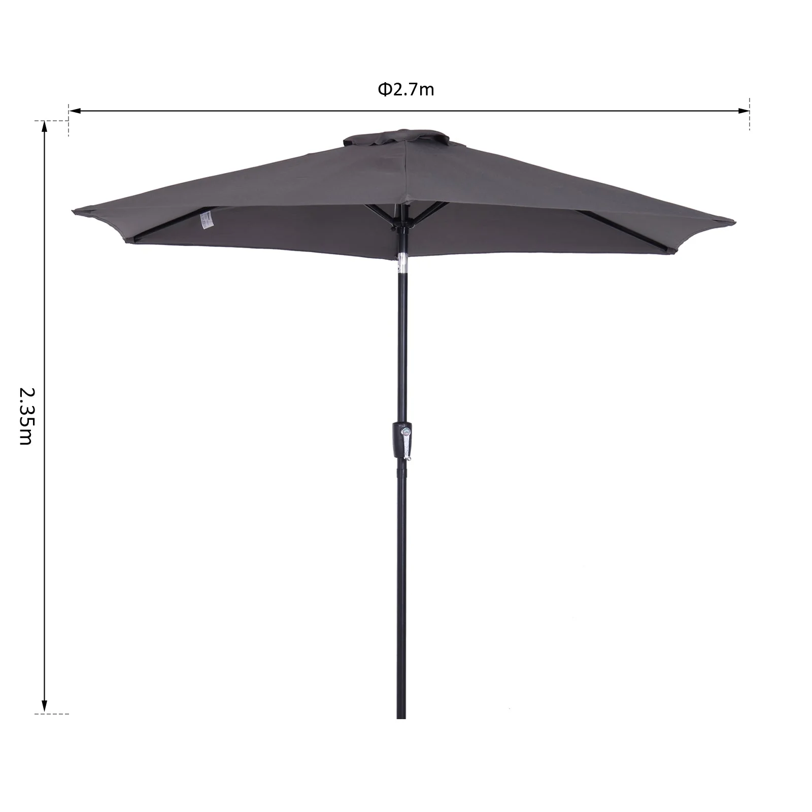 2.7M Garden Parasol Umbrella with Tilt and Crank - Image 3