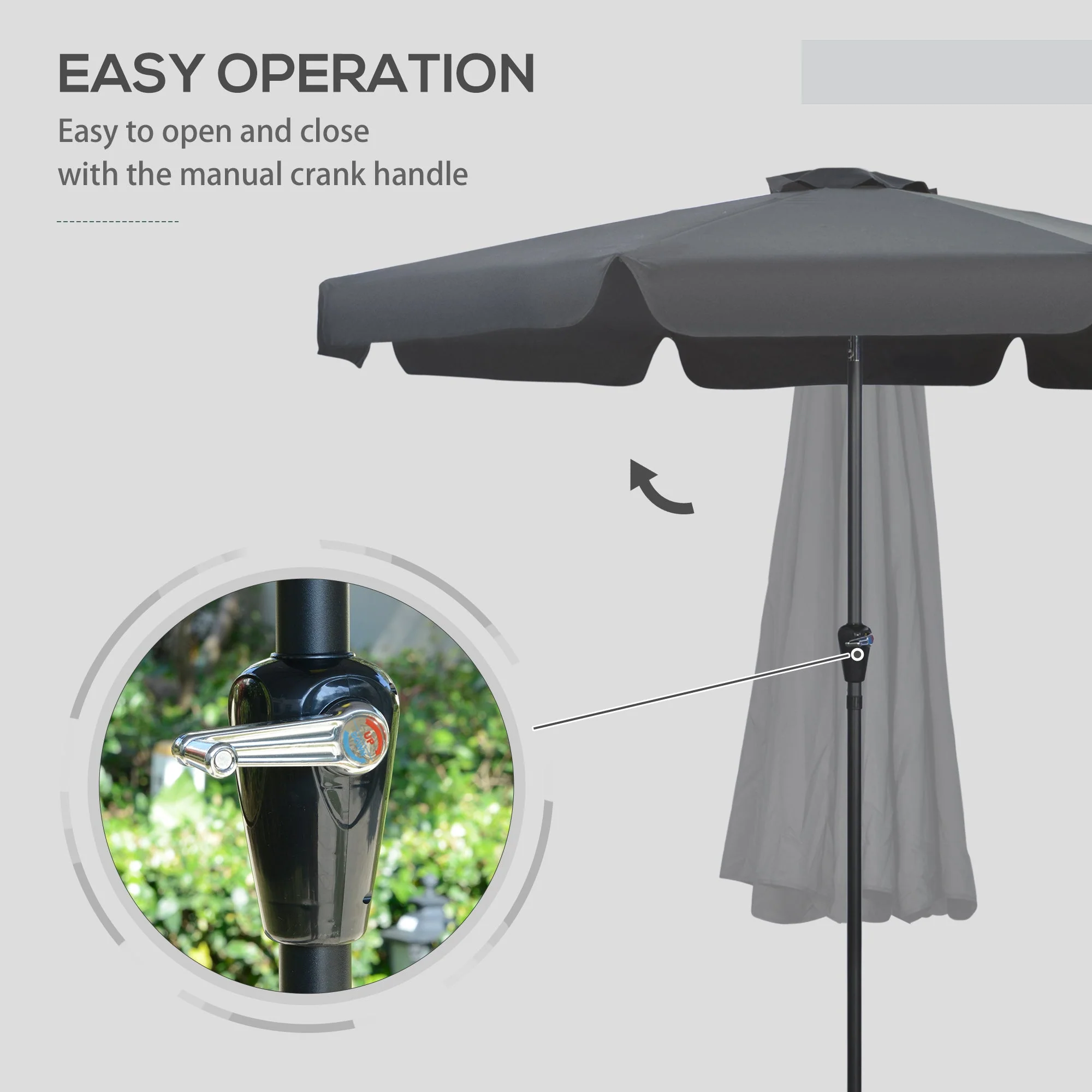2.7m Patio Parasol Garden Umbrellas Outdoor Sun Shade Table Umbrella with Tilt - Image 5