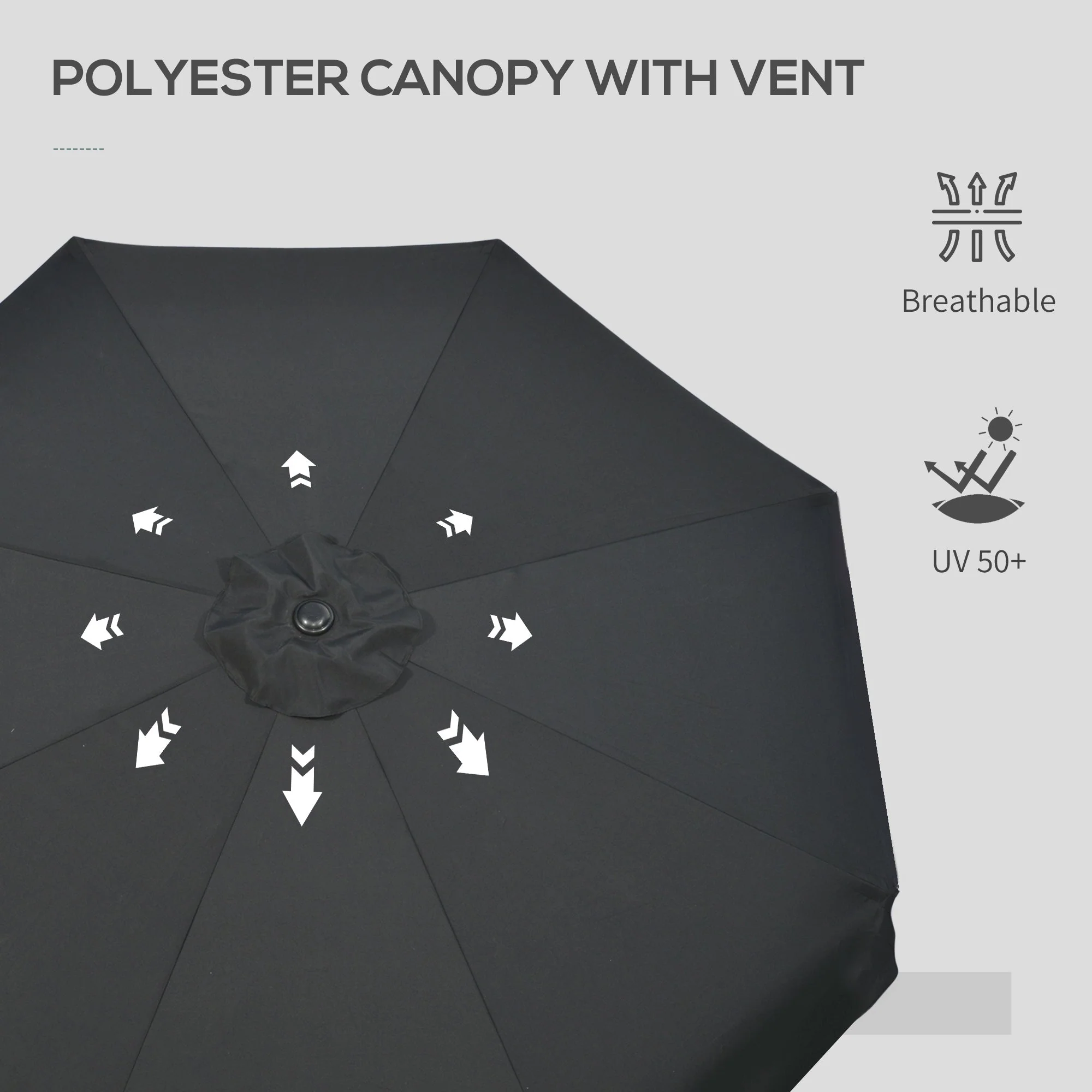 2.7m Patio Parasol Garden Umbrellas Outdoor Sun Shade Table Umbrella with Tilt - Image 6