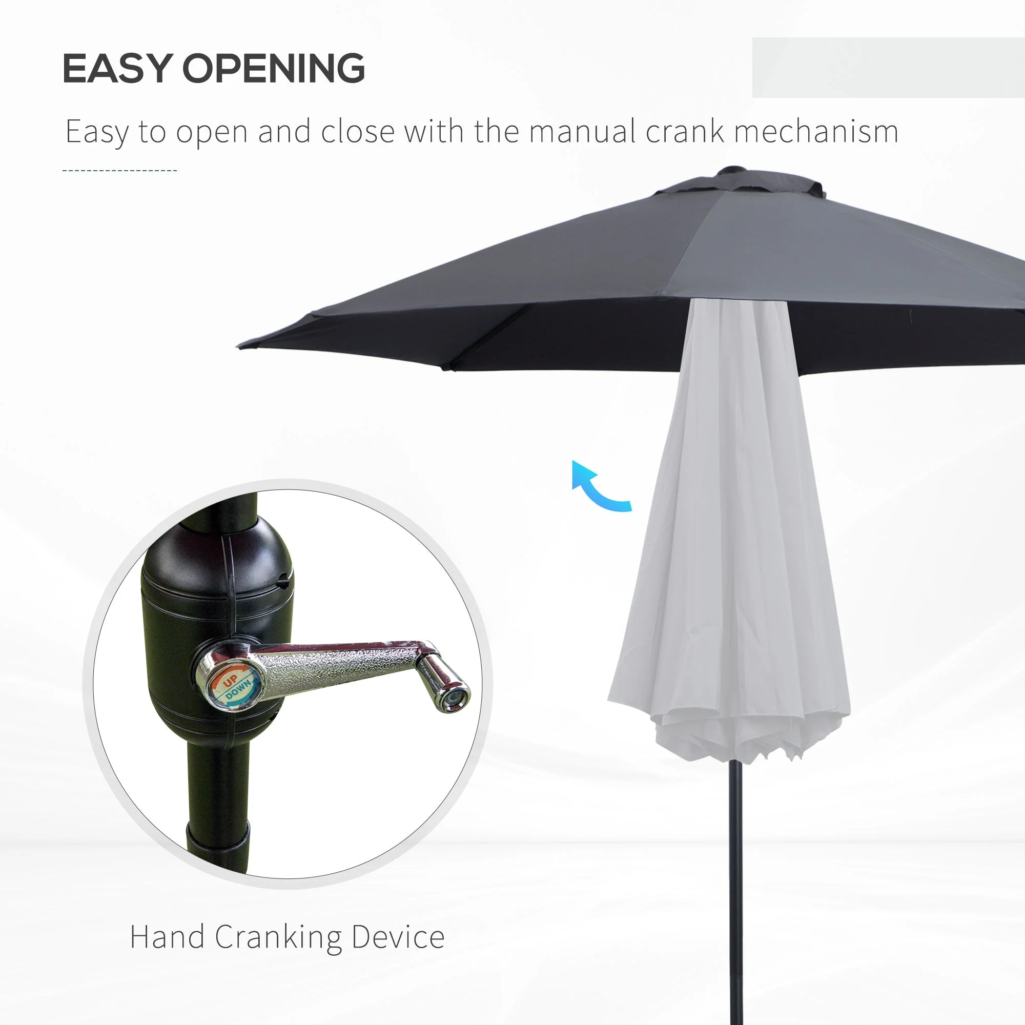 2.7M Patio Sun Umbrella Parasol Tilt Shade Shelter Canopy Aluminium Frame - Image 4