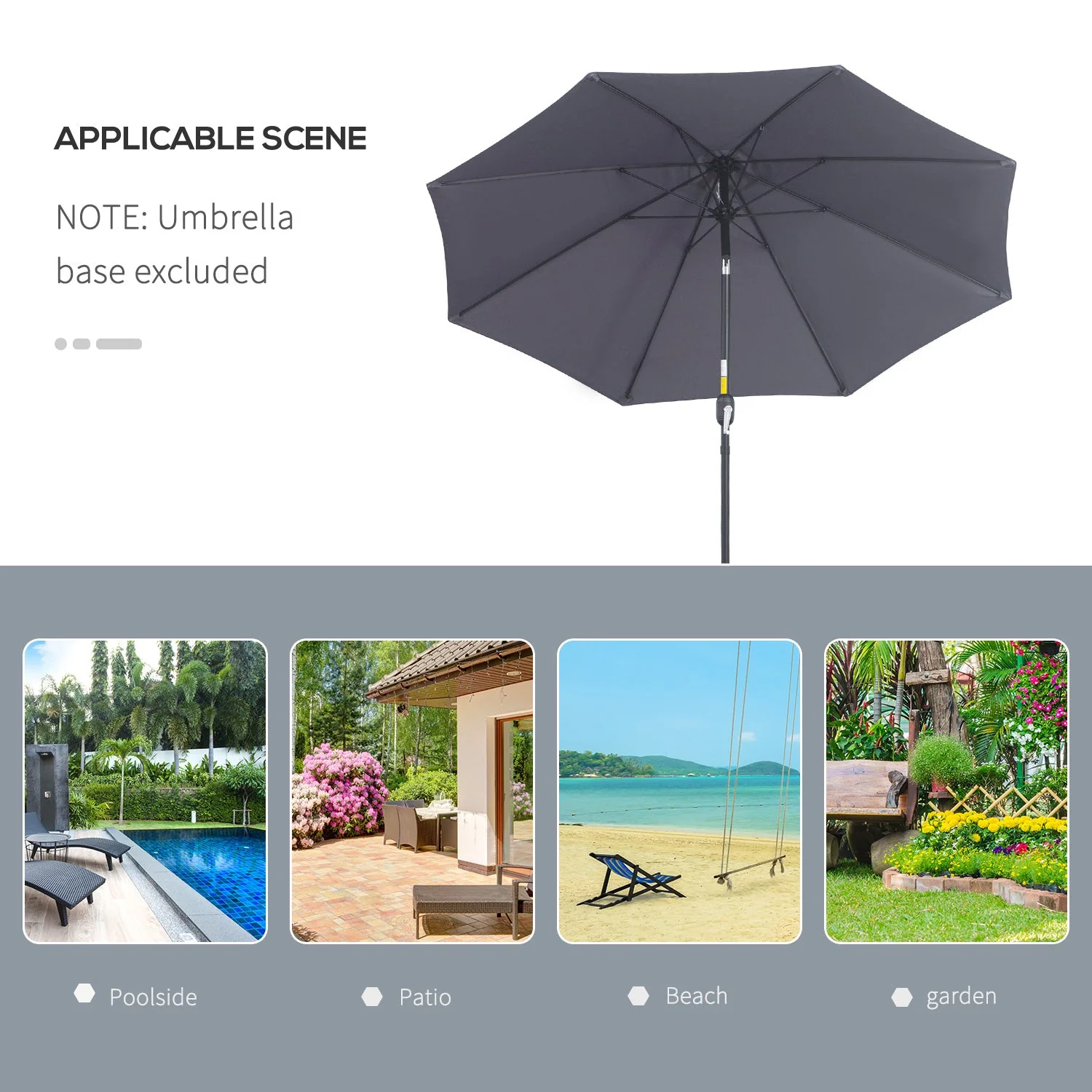 2.7M Patio Sun Umbrella Parasol Tilt Shade Shelter Canopy Aluminium Frame - Image 7
