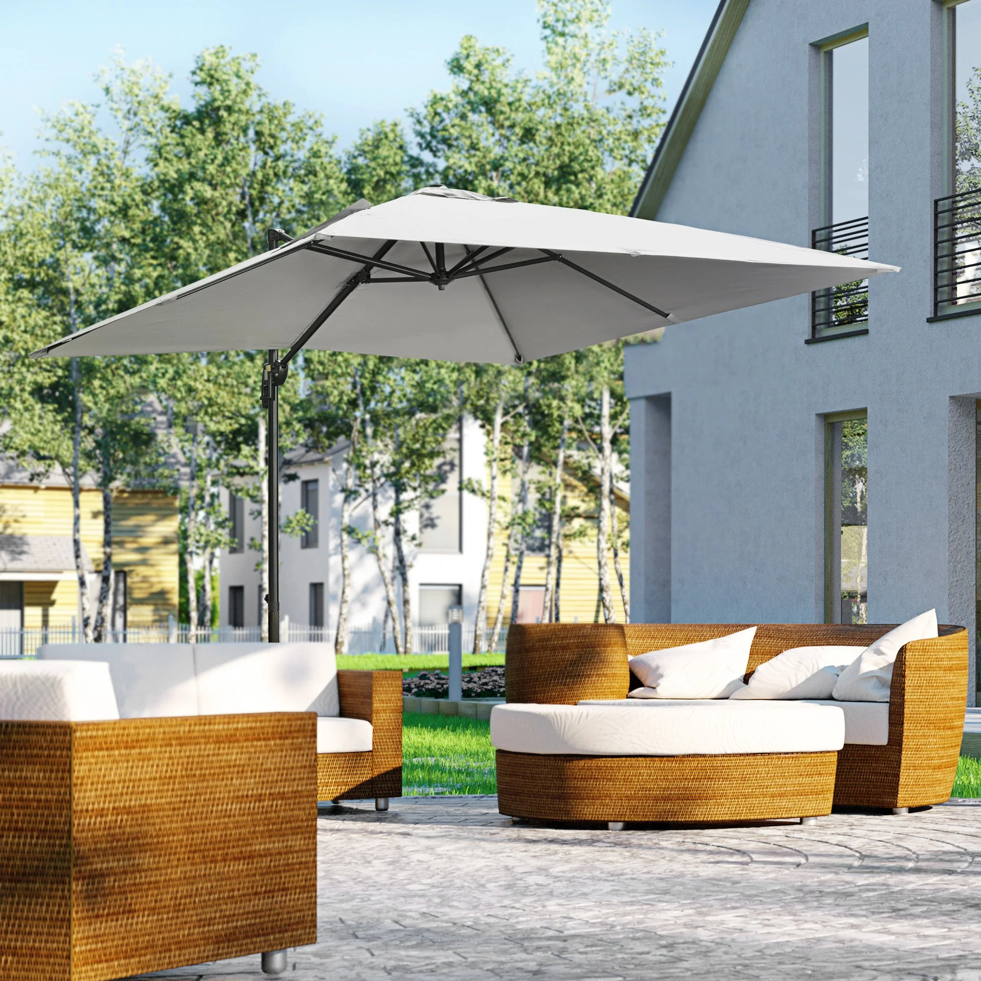 2.7m Square Overhanging Cantilever Umbrella - Image 2