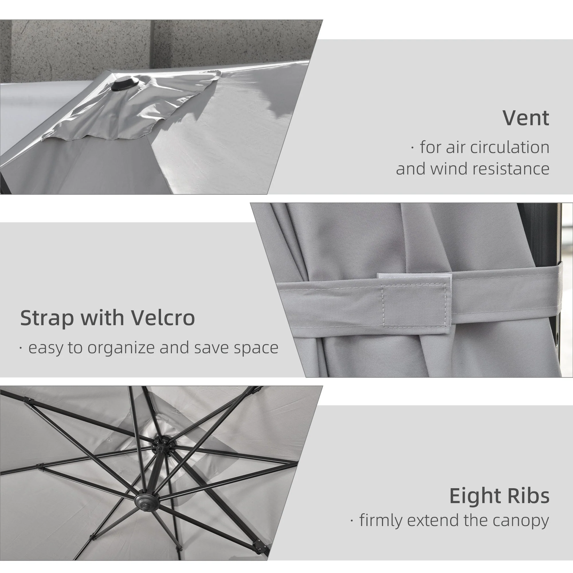 2.7m Square Overhanging Cantilever Umbrella - Image 6