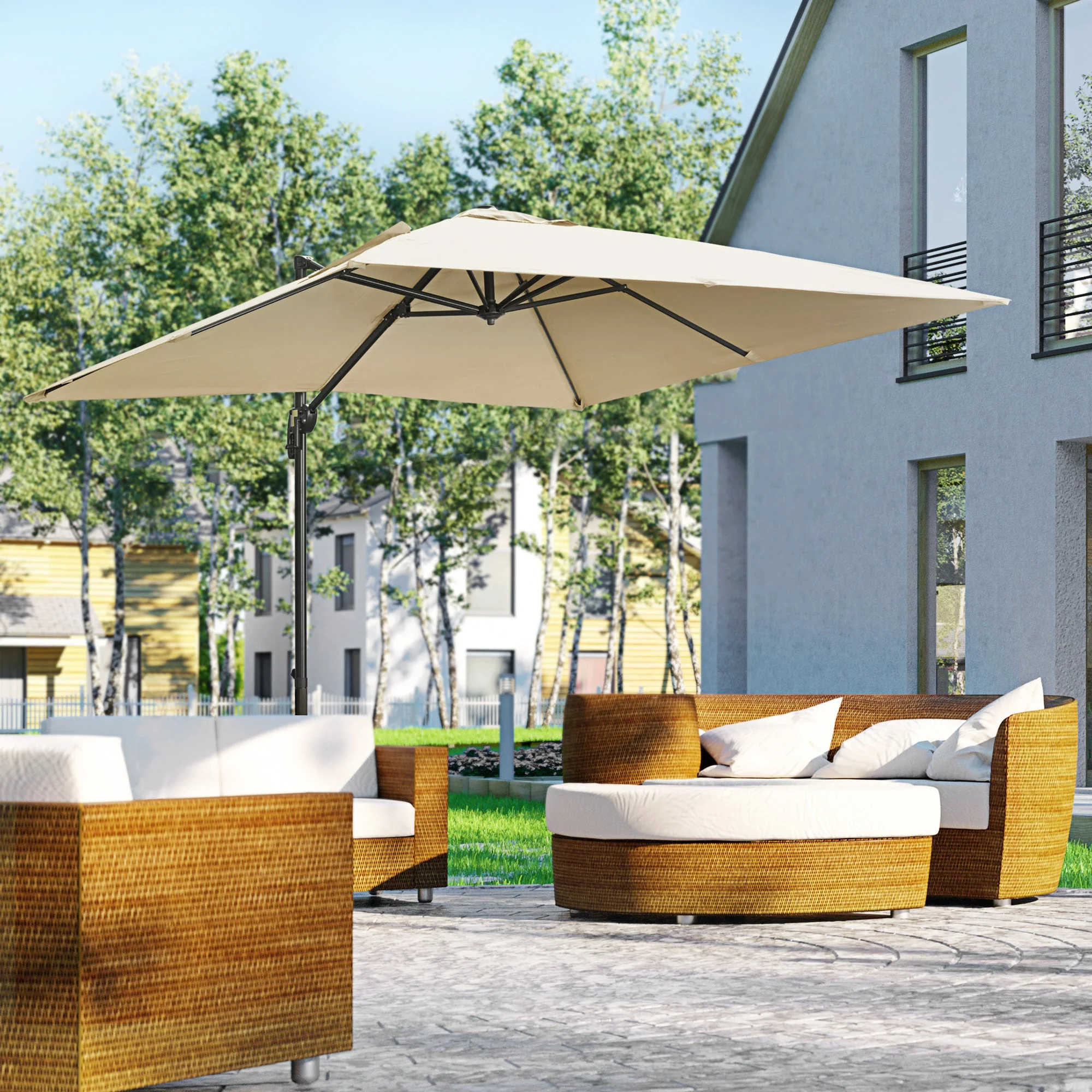 2.7m Square Overhanging Cantilever Umbrella - Image 2