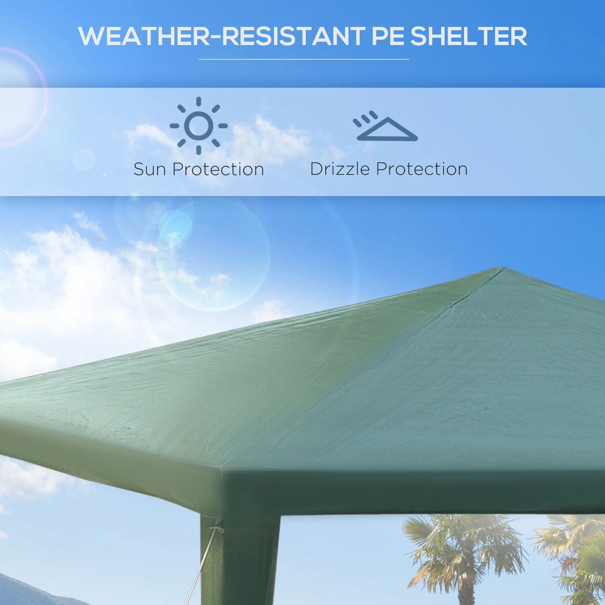 2.7m x 2.7m Garden Gazebo Marquee Party Tent Wedding Canopy OutdoorGreen - Image 3