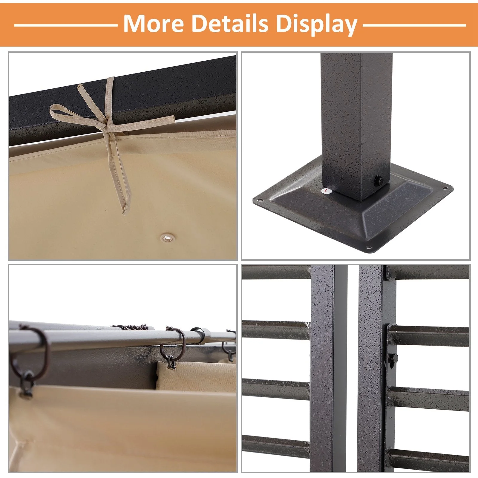 2.8 x 3M Metal Pergola Gazebo Patio Sun Shade Shelter Retractable Canopy Marquee Party BBQ Tent - Image 5