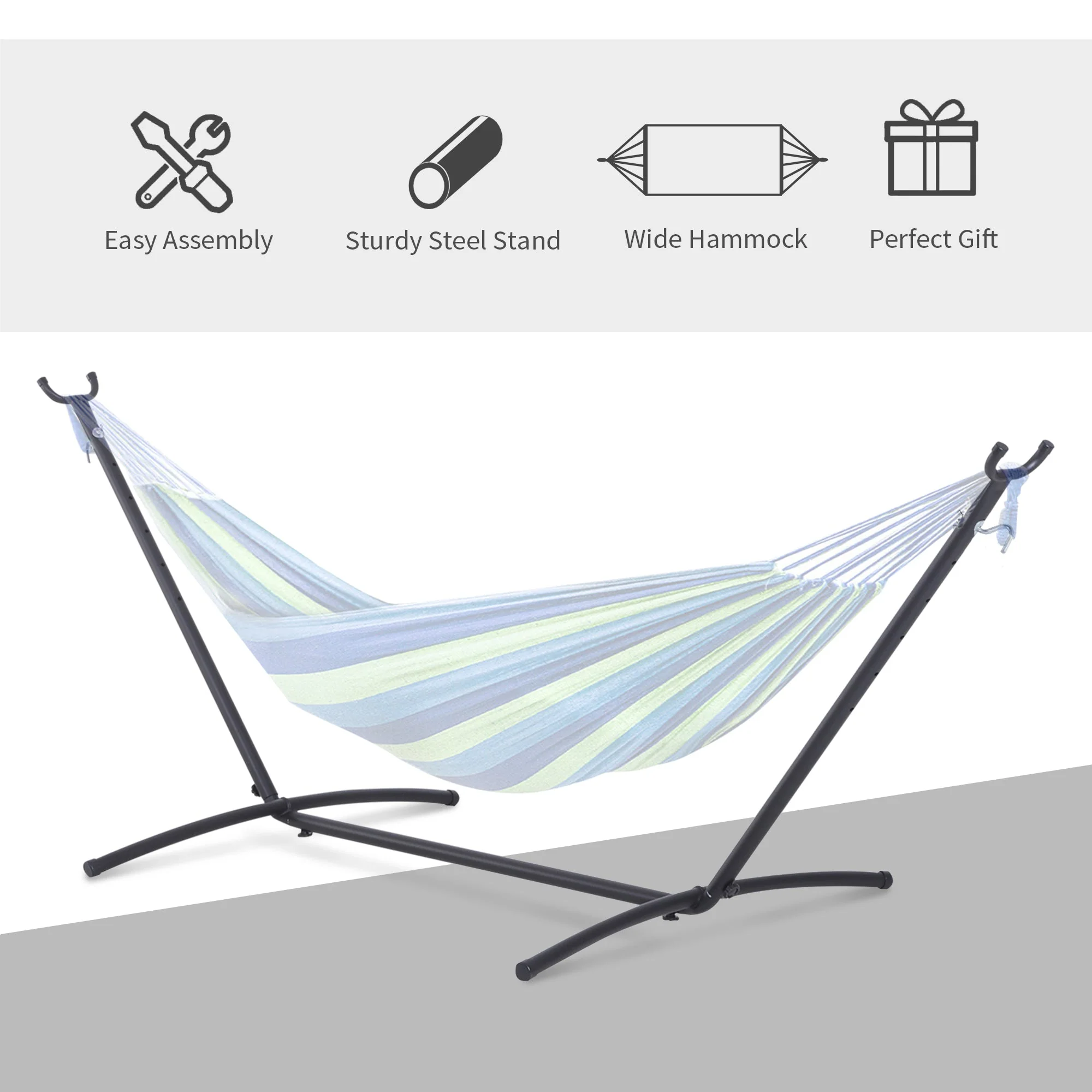 2.86m Universal Hammock Stand Metal Frame Garden Camping Picnic Outdoor Patio Replacement – Stand Only - Image 5