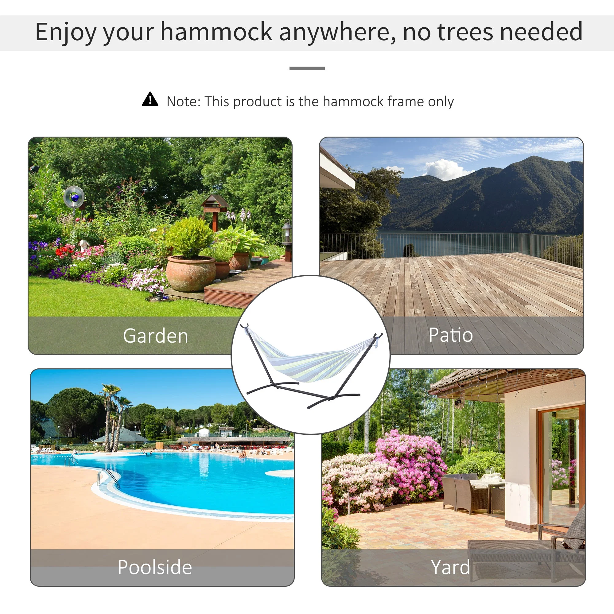 2.86m Universal Hammock Stand Metal Frame Garden Camping Picnic Outdoor Patio Replacement – Stand Only - Image 6