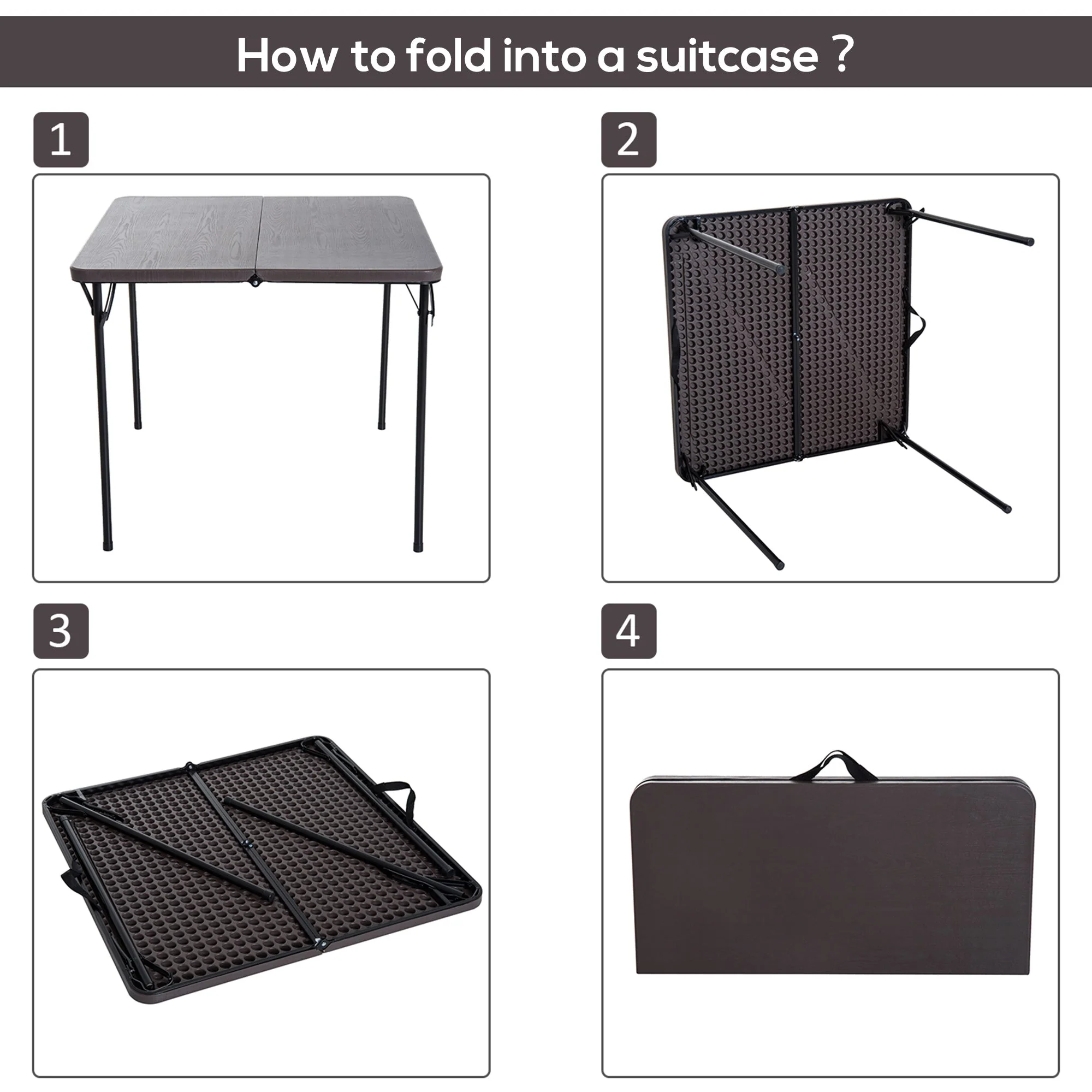 2.8FT Metal Portable Picnic Table Outdoor Furniture - Image 6