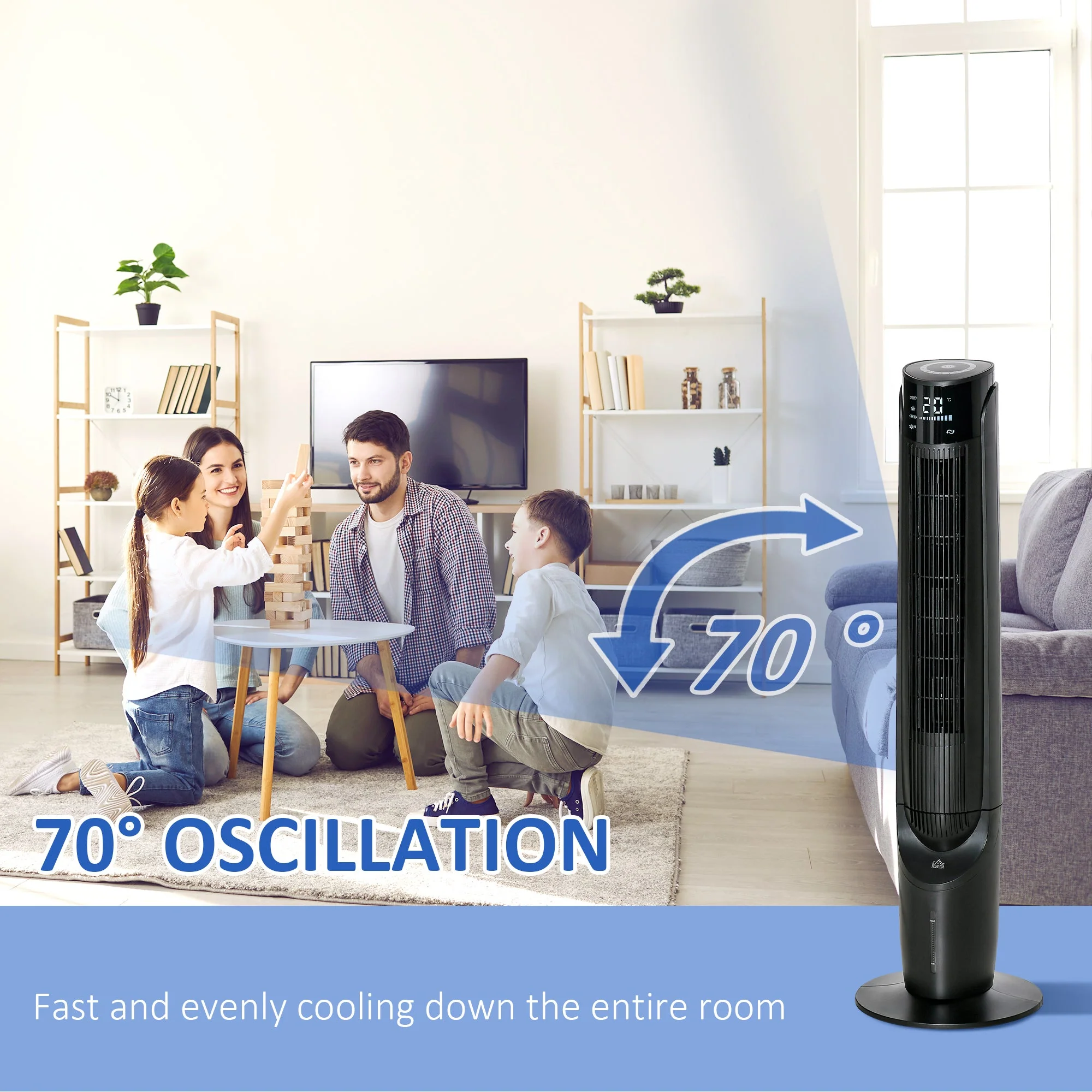 2.8L Oscillating Three Speed Air Cooler With Timer & Remote Control Black & White - Image 7