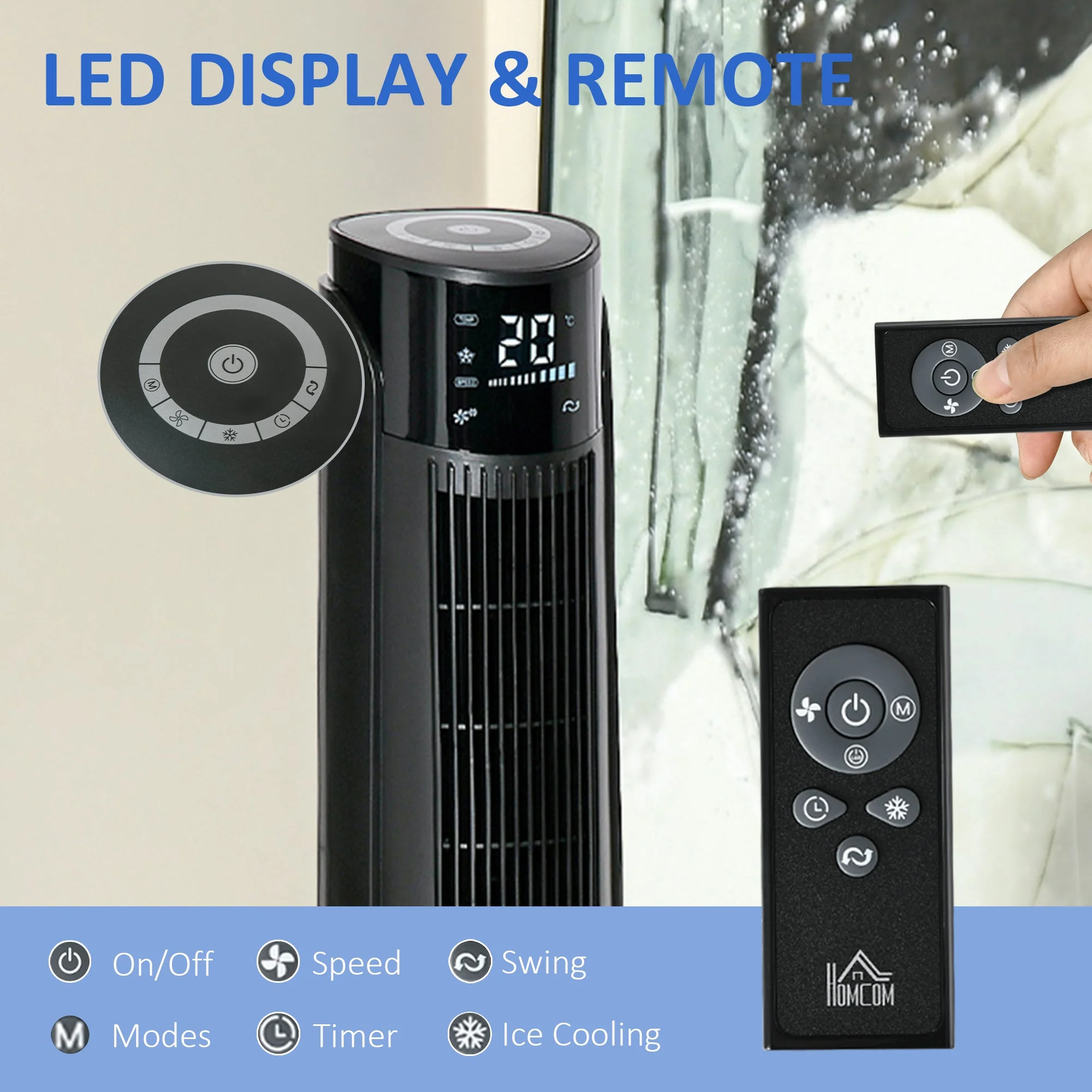 2.8L Oscillating Three Speed Air Cooler With Timer & Remote Control Black & White - Image 8