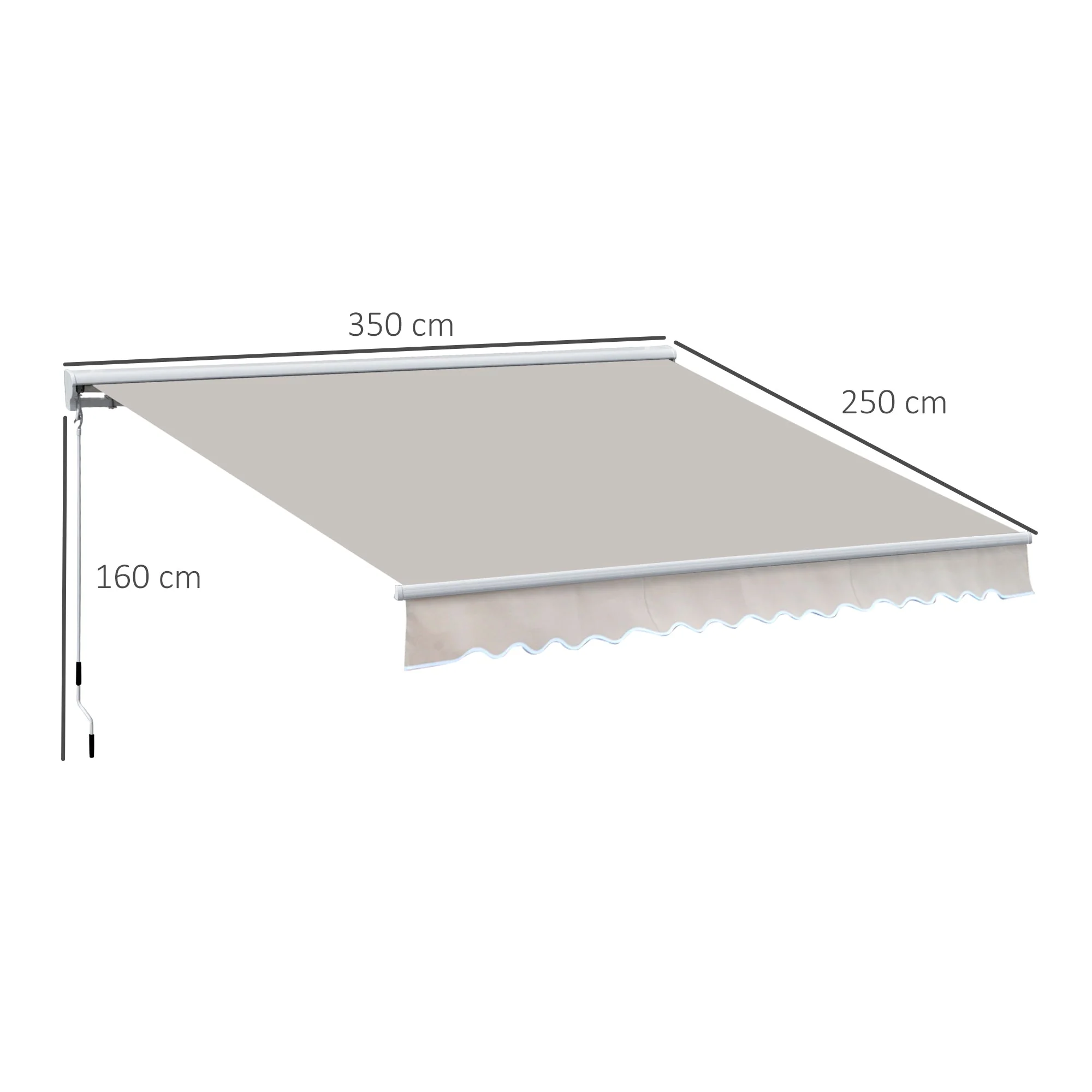 2.95Lx2.5M Retractable Manual/Electric Awning-Cream White/White - Image 3