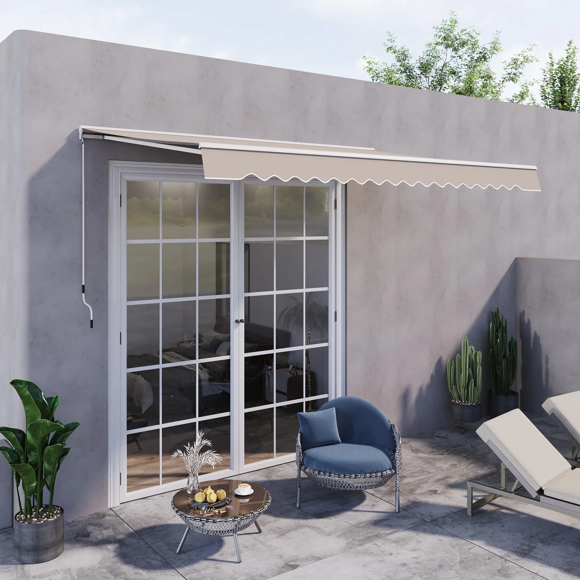 2.95Lx2.5M Retractable Manual/Electric Awning-Cream White/White - Image 8
