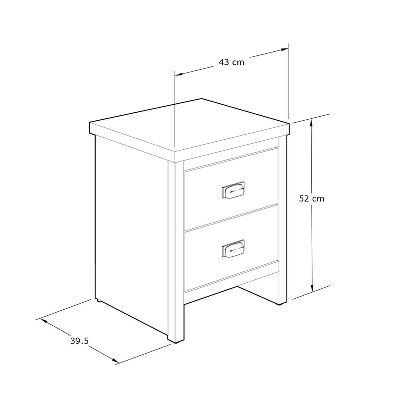2 Boston Bedside Tables Grey 2 Drawers - Image 3