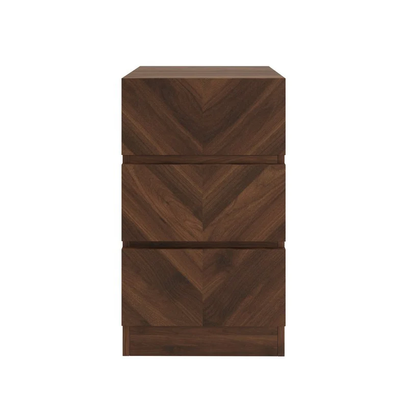 2 Catania Slim Bedside Tables Dark Brown 3 Drawers - Image 3
