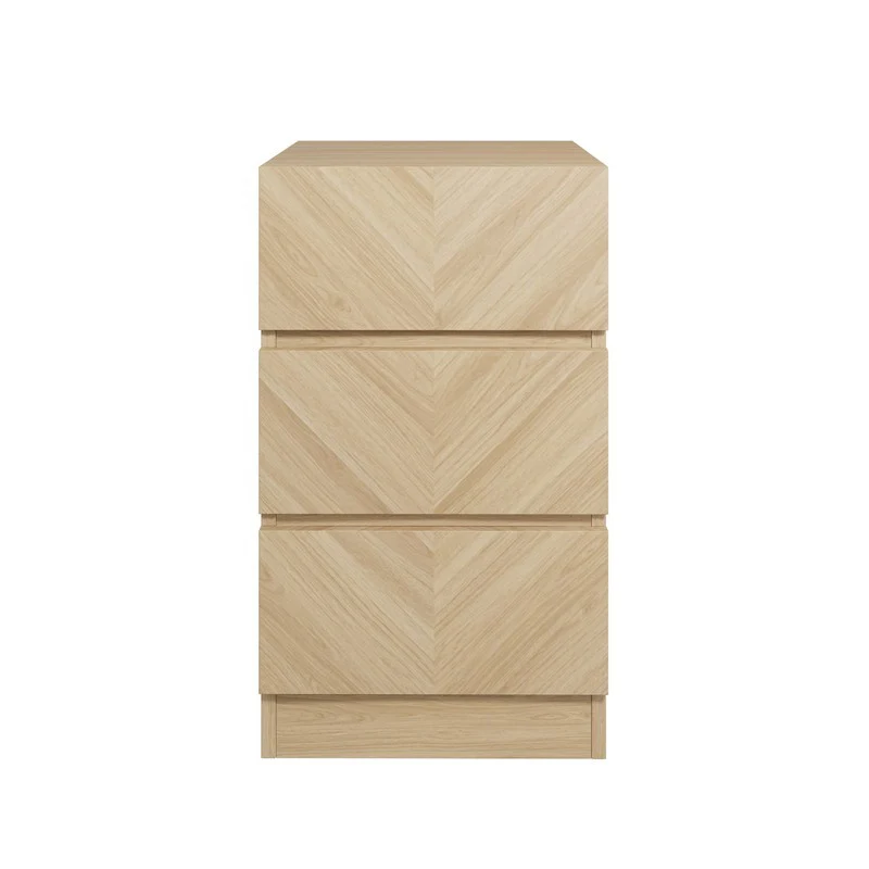 2 Catania Slim Bedside Tables Light Brown 3 Drawers - Image 3