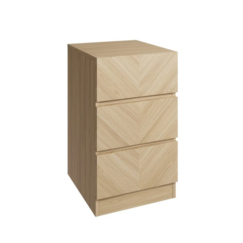2 Catania Slim Bedside Tables Light Brown 3 Drawers - Image 5