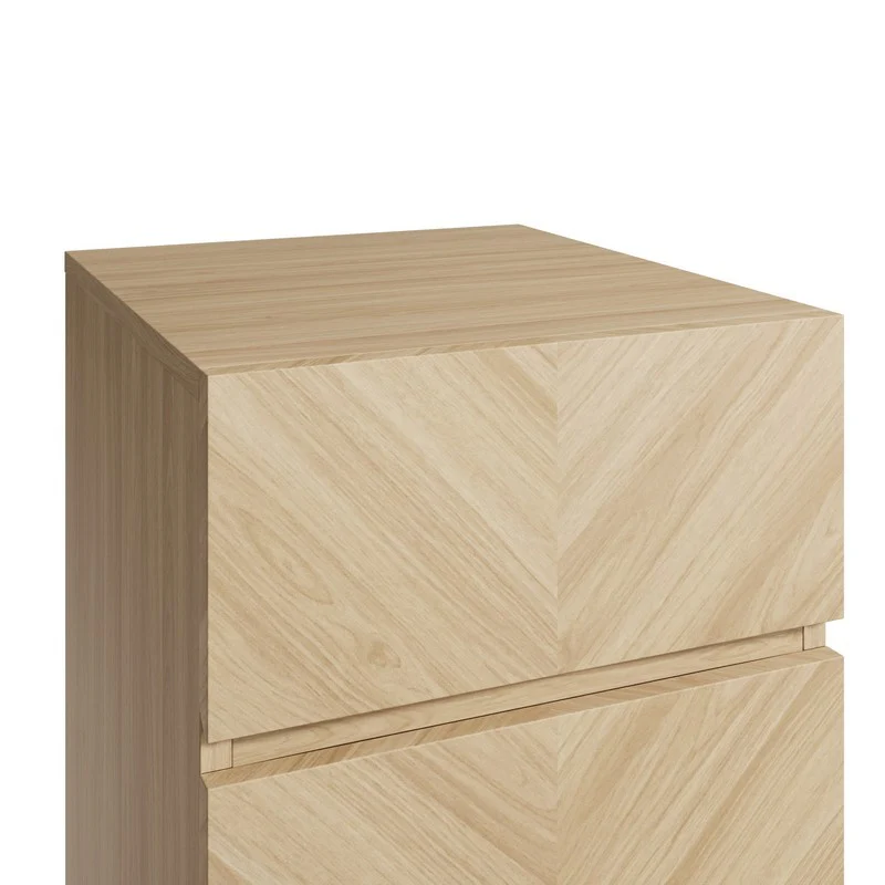 2 Catania Slim Bedside Tables Light Brown 3 Drawers - Image 6