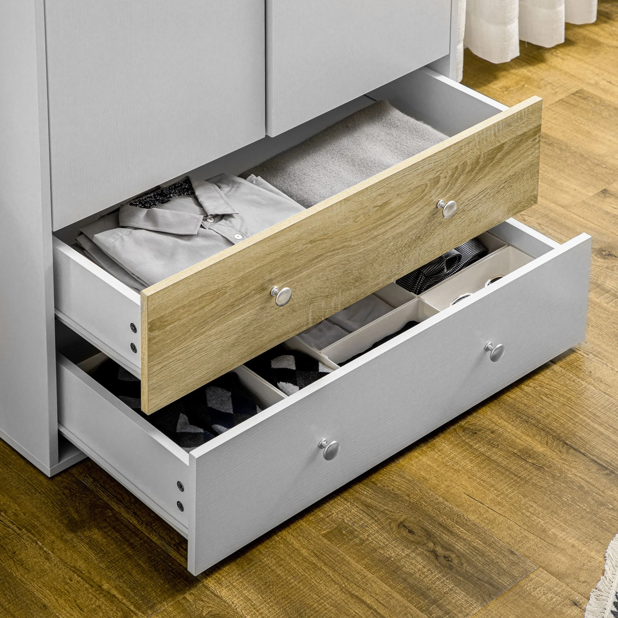 2-Door Wardrobe with 2 Drawers - Image 9