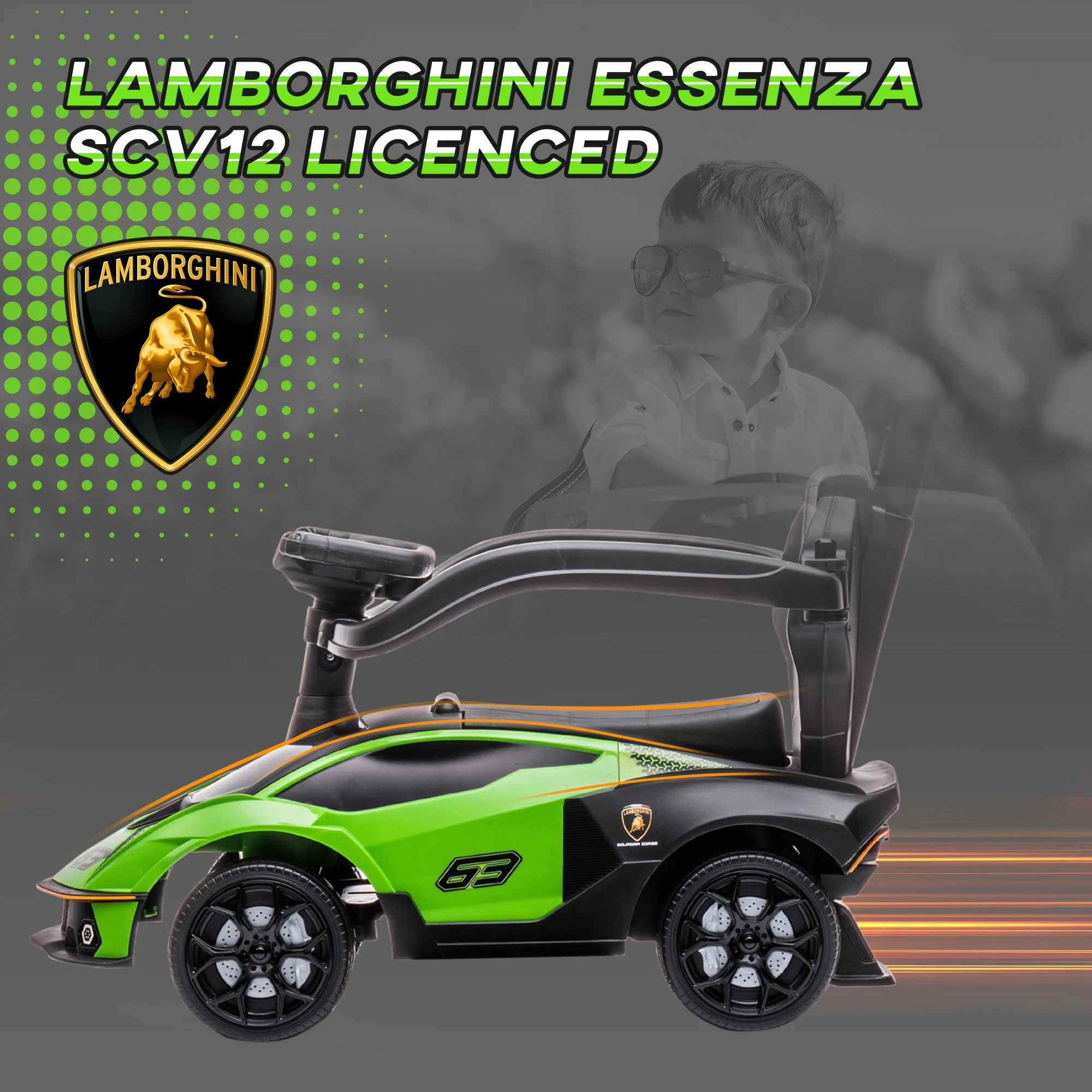2 in 1 Baby Essenza SCV12 Ride On Car With Parenr Handle 1 To 3 Years Green by Aiyaplay - Image 4