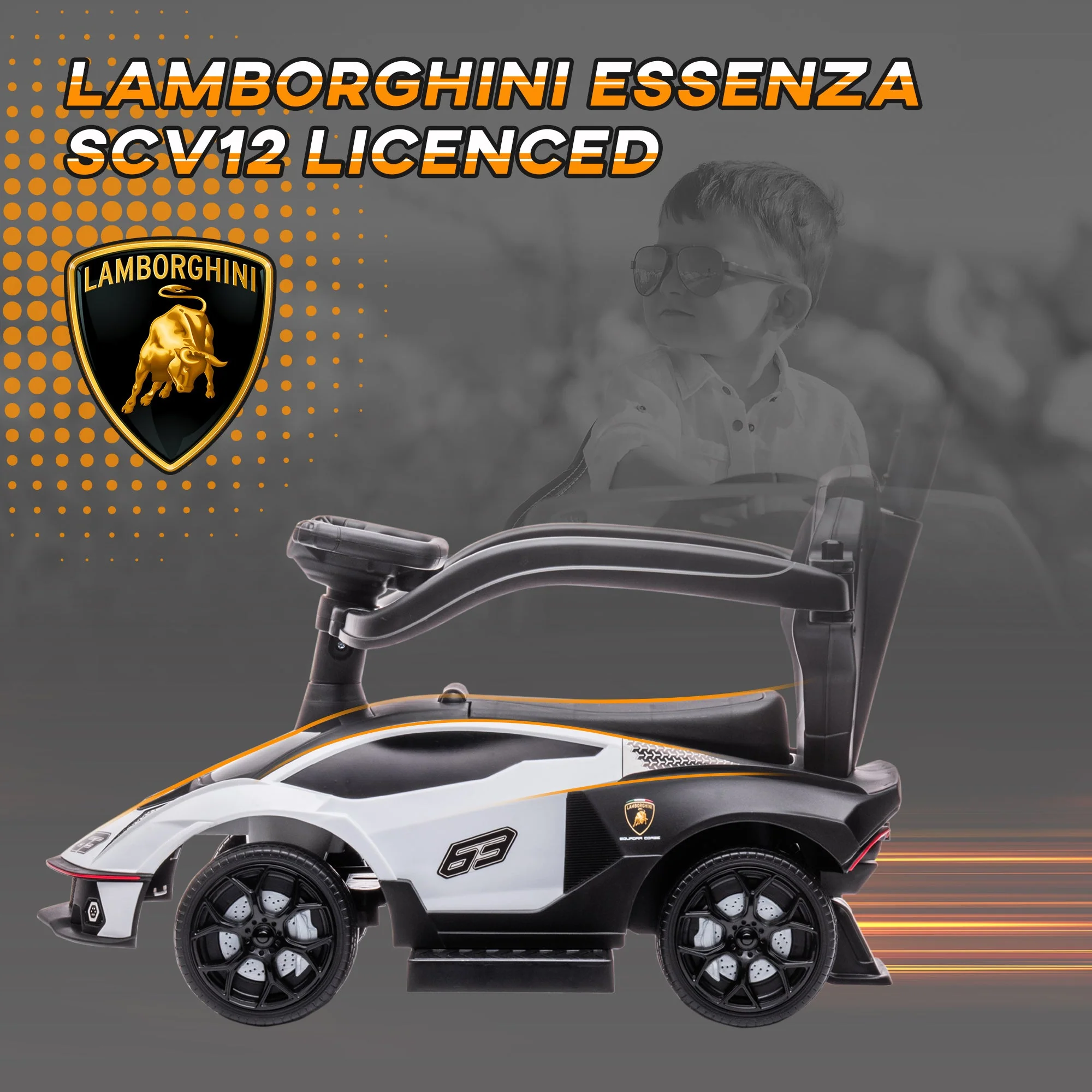 2 in 1 Baby Essenza SCV12 Ride On Car With Parenr Handle 1 To 3 Years White by Aiyaplay - Image 4