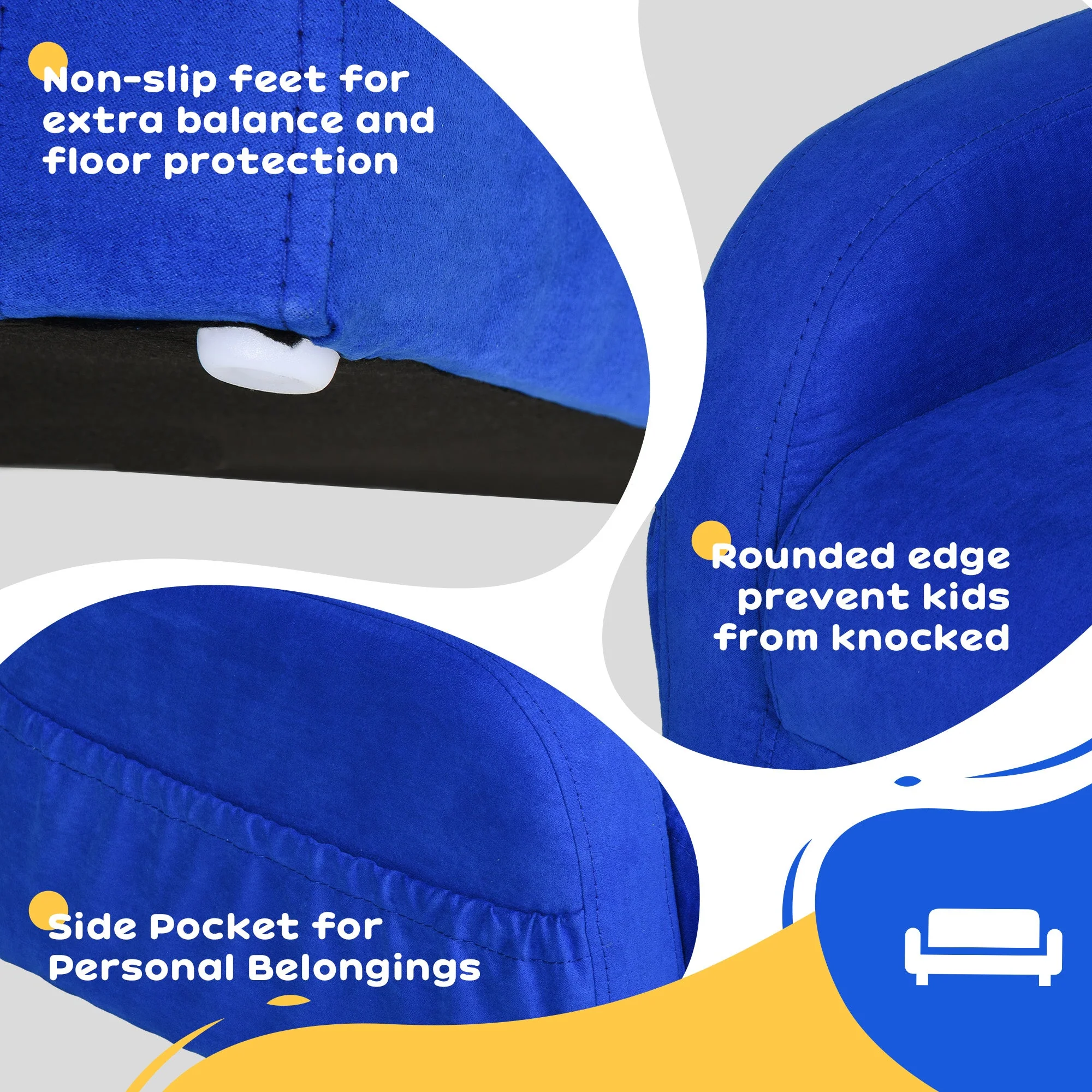 2 In 1 Kids Children Sofa Chair Bed Folding Couch Soft Flannel Foam Toddler Furniture for 3-4 years old Playroom Bedroom Living Room - Image 6