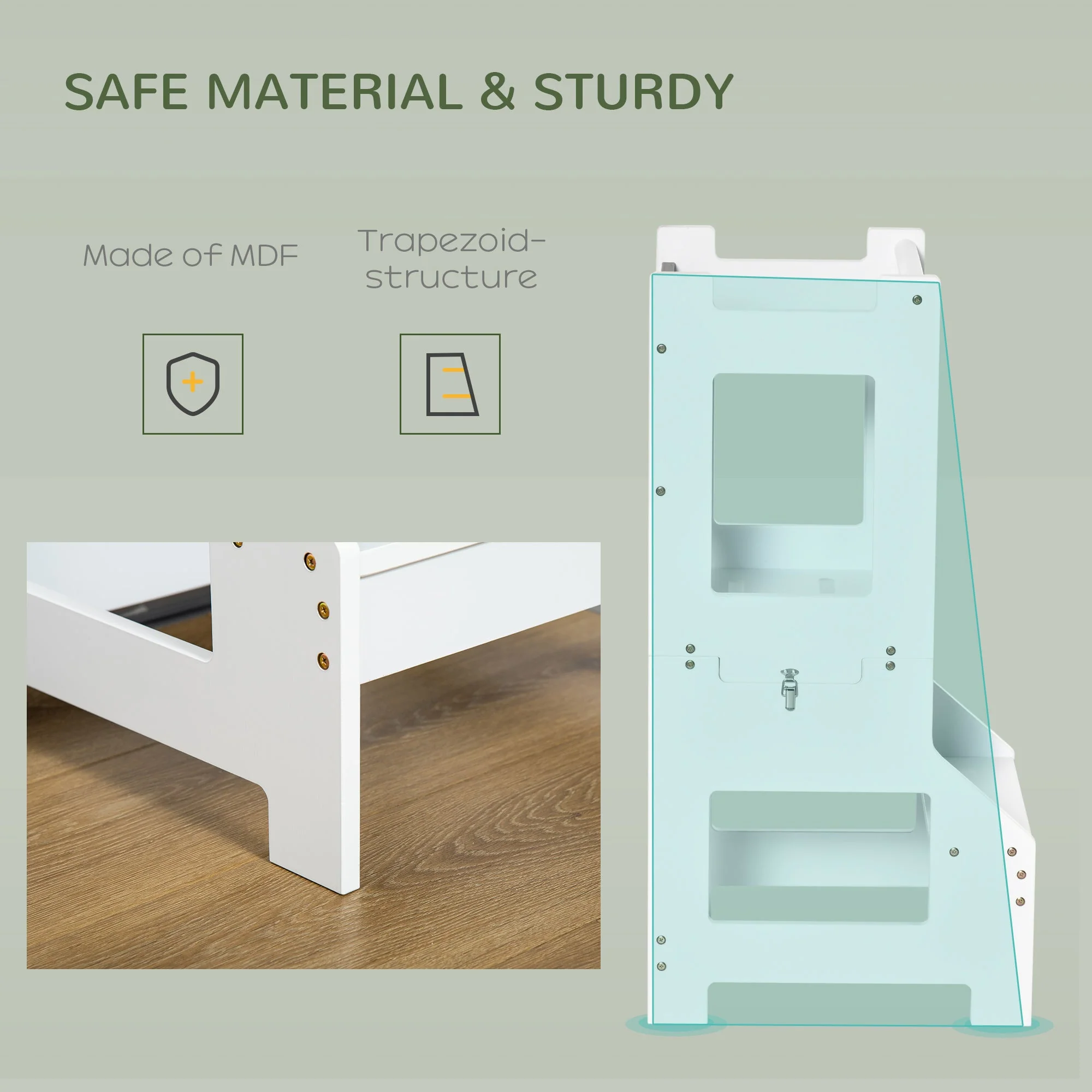 2 in 1 Kids Kitchen Step Stool with Safety Rail Toddler Steps with Chalkboard for Kitchen Bathroom - Image 5