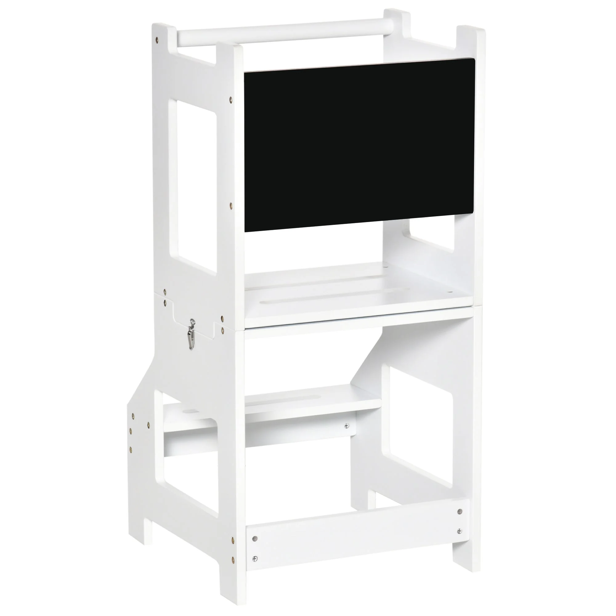 2 in 1 Kids Kitchen Step Stool with Safety Rail Toddler Steps with Chalkboard for Kitchen Bathroom - Image 8