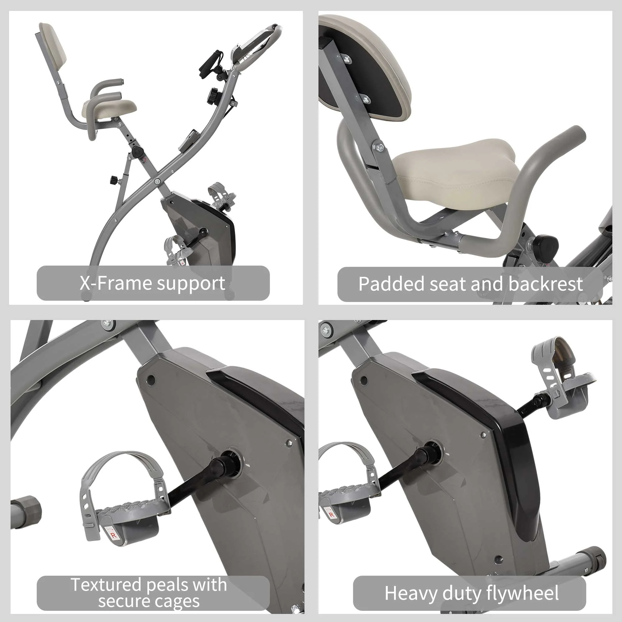 2-In-1 Upright Exercise Bike Adjustable Resistance Fitness Home Cycle Grey - Image 4