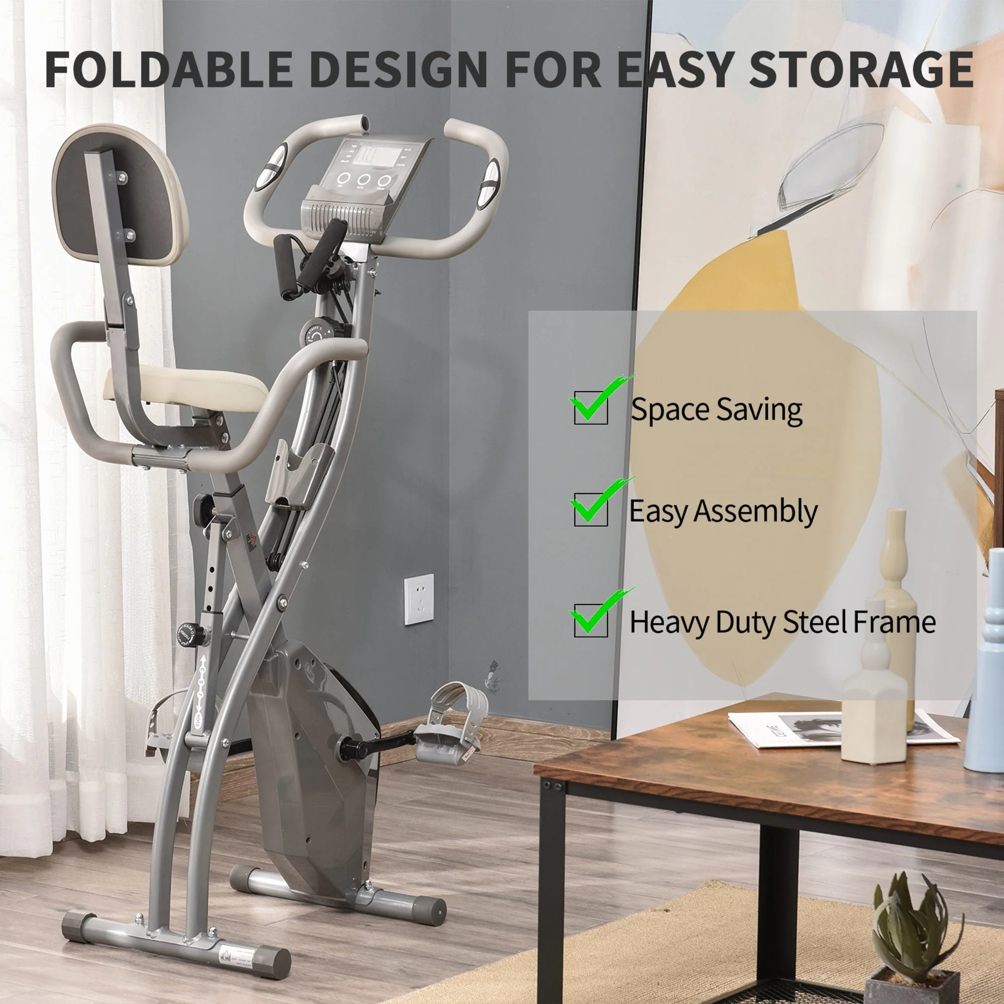 2-In-1 Upright Exercise Bike Adjustable Resistance Fitness Home Cycle Grey - Image 5