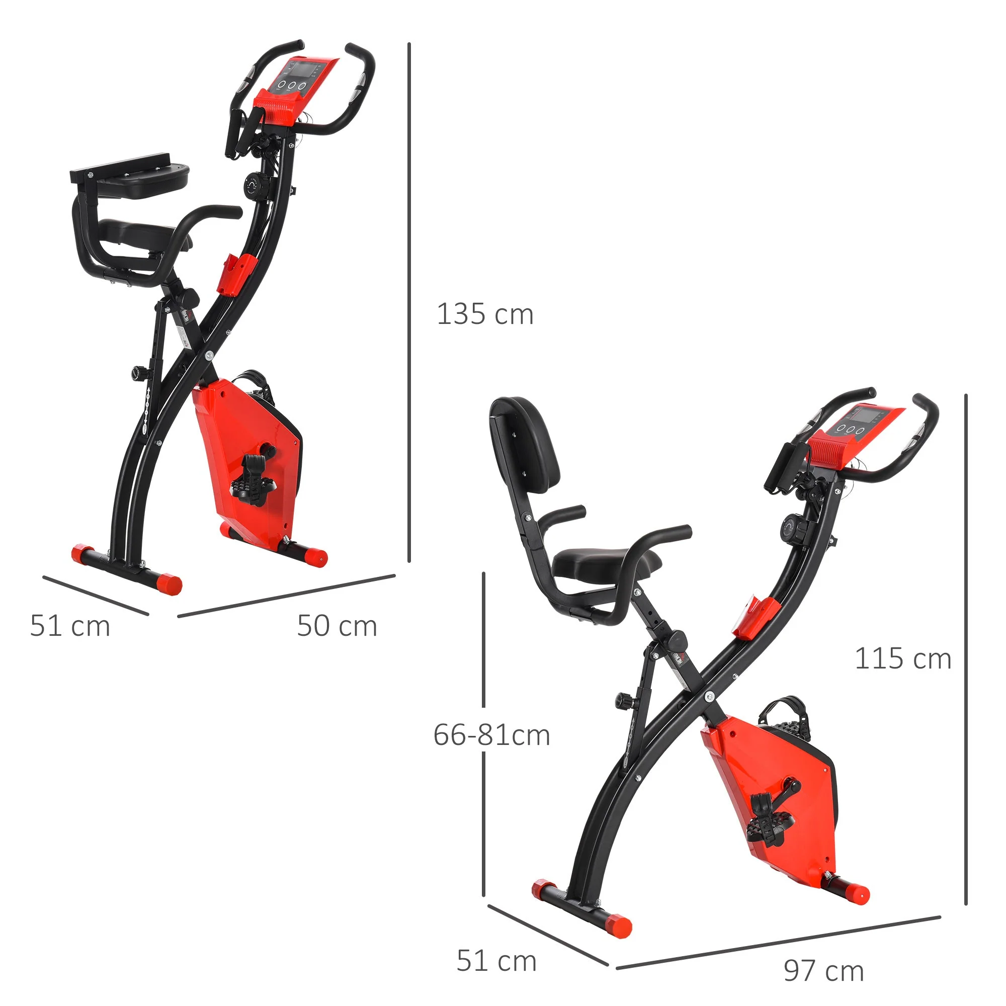 2-In-1 Upright Exercise Bike Adjustable Resistance Fitness Home Cycle Red - Image 2