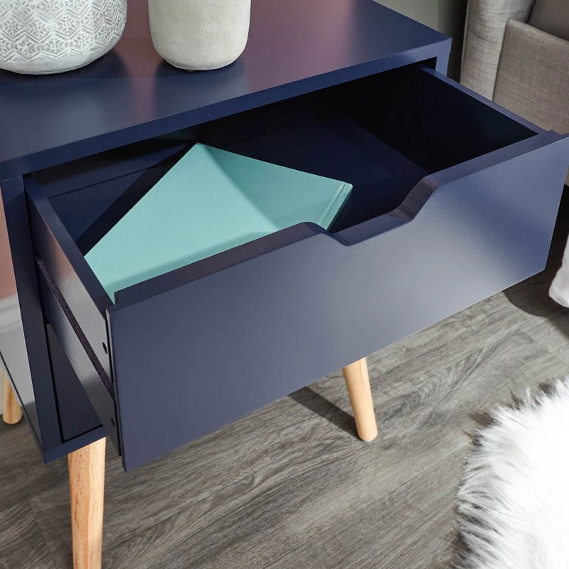 2 Nyborg Bedside Tables Blue 2 Drawers - Image 2