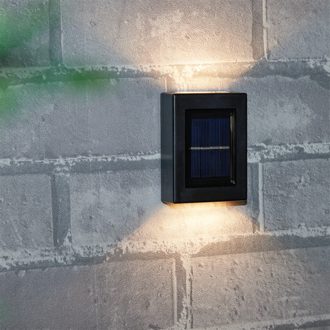 2 Pack Black Contemporary Solar Garden Wall Light 4 Warm White LED - 10cm by Bright Garden - Image 2