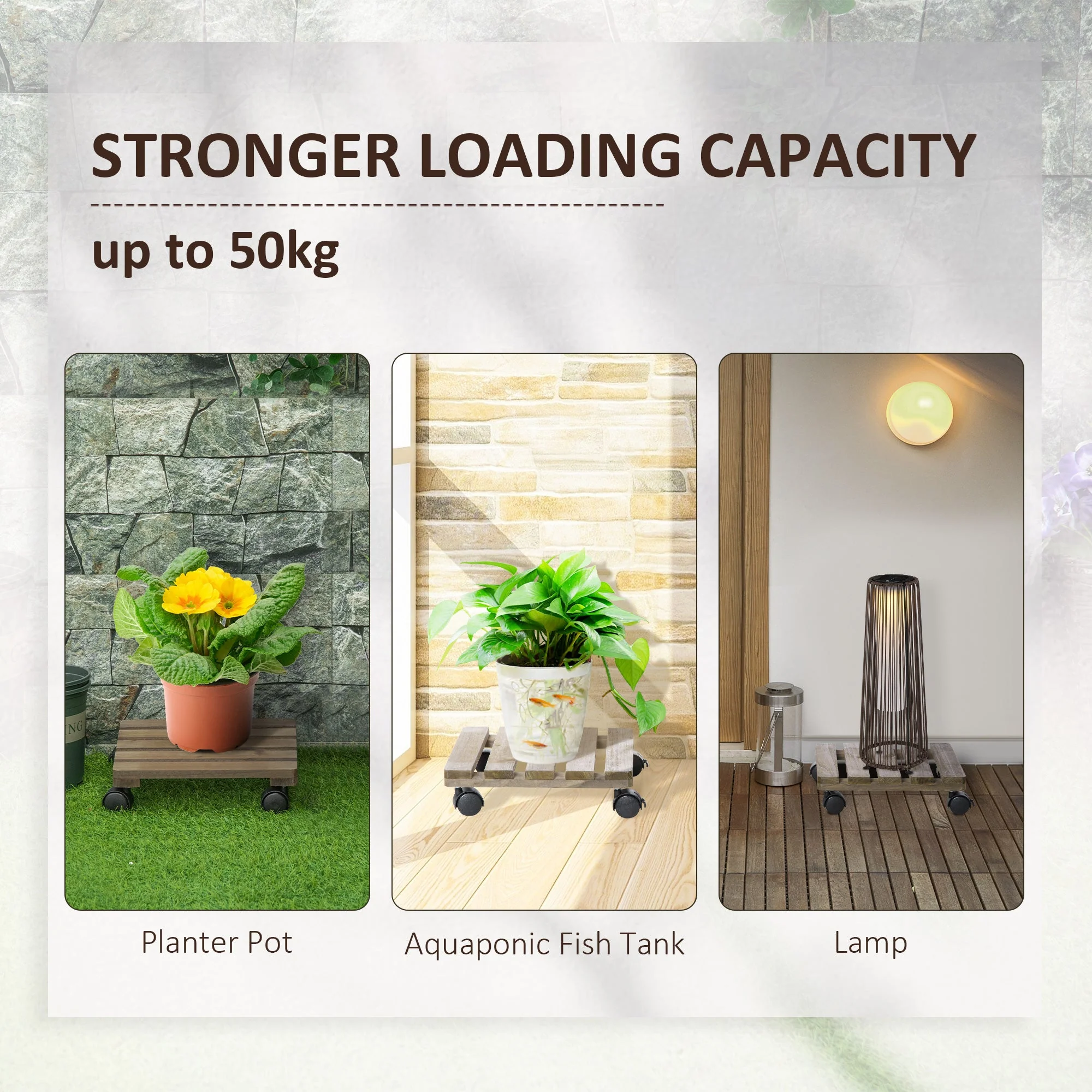 2 Pack Plant Stand with Wheels Mobile Flowerpot Holder for Indoor & Outdoor Use - Image 6