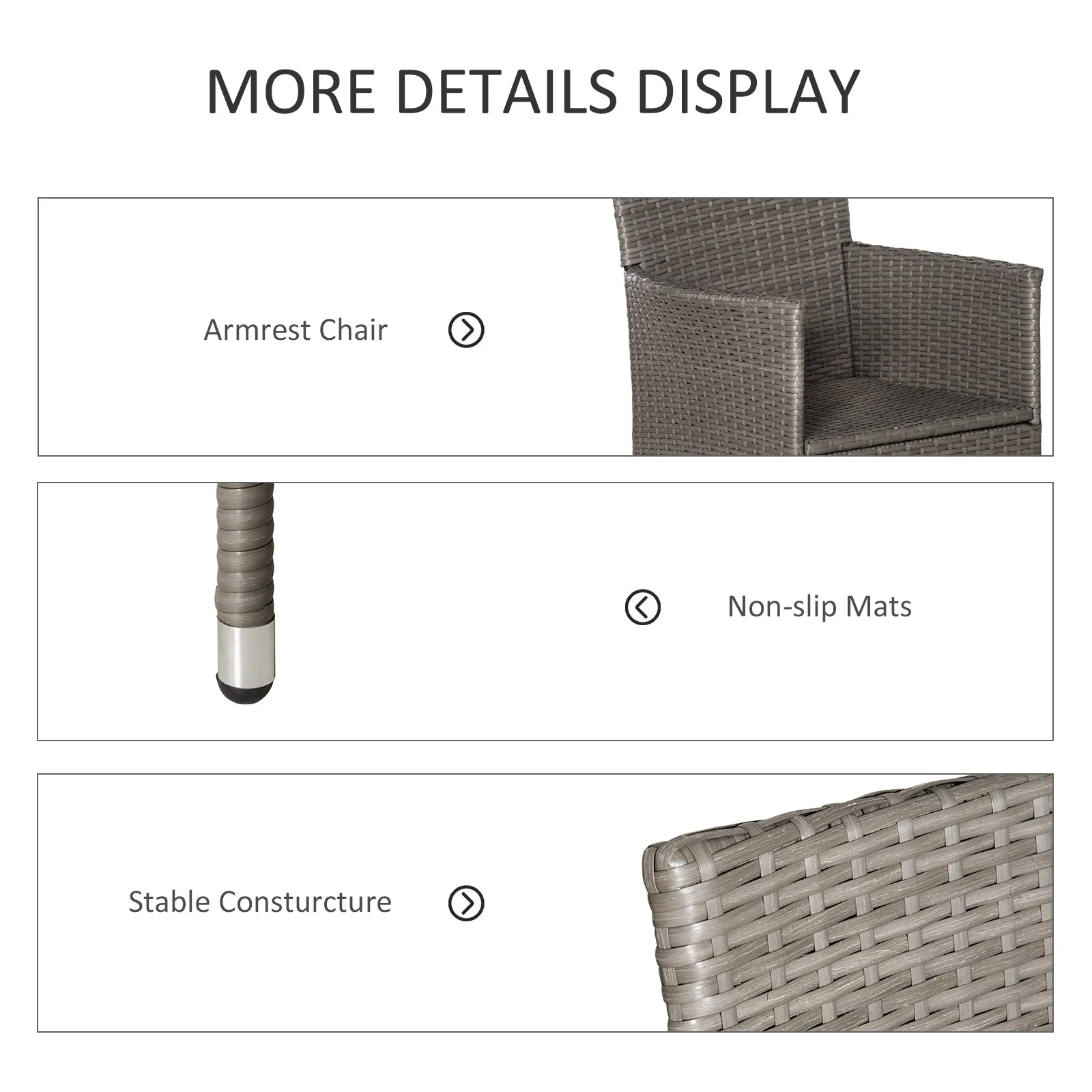 2 PC Outdoor Rattan Armchair Dining Chair Garden Patio Furniture w/ Armrests Cushions Grey - Image 5