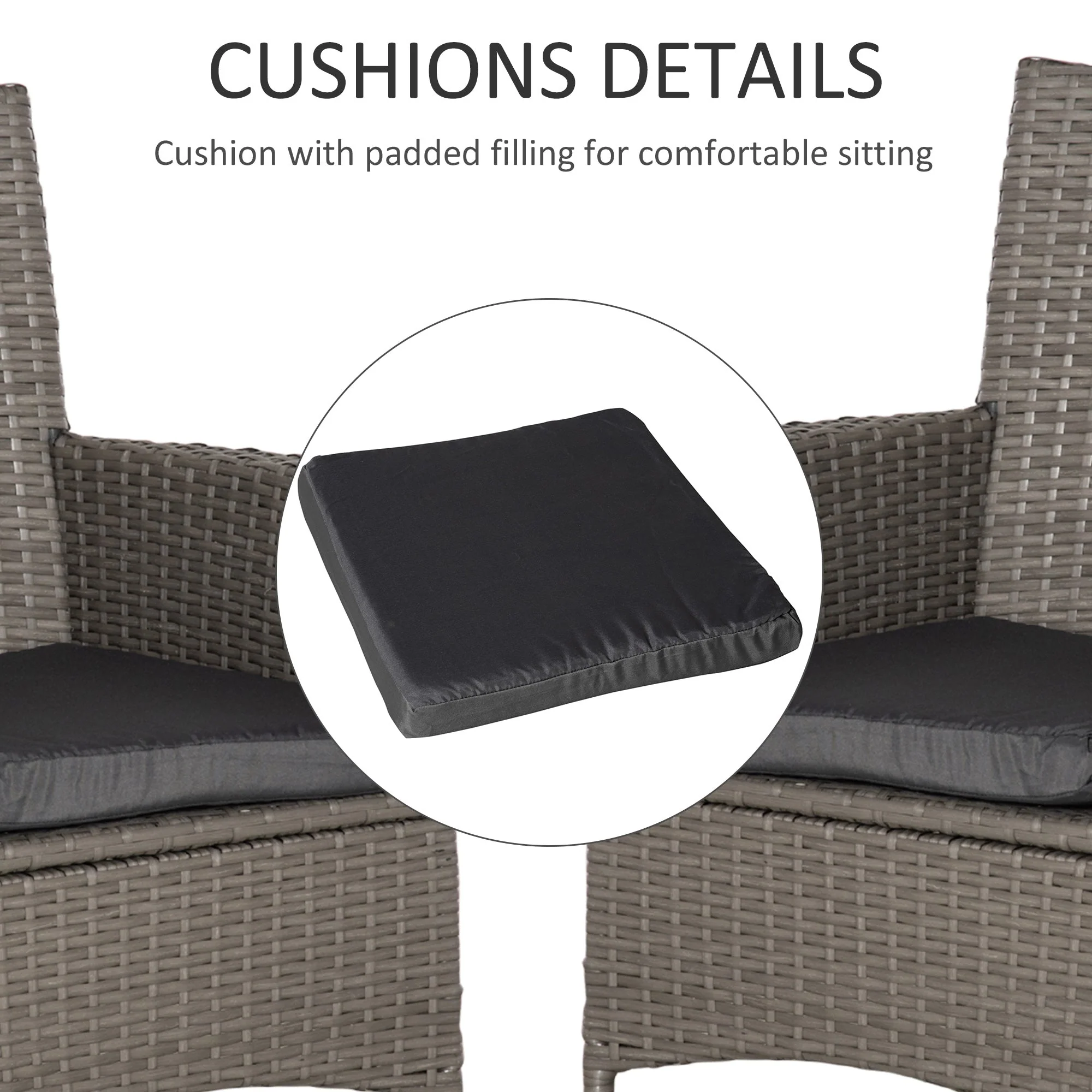 2 PC Outdoor Rattan Armchair Dining Chair Garden Patio Furniture w/ Armrests Cushions Grey - Image 6