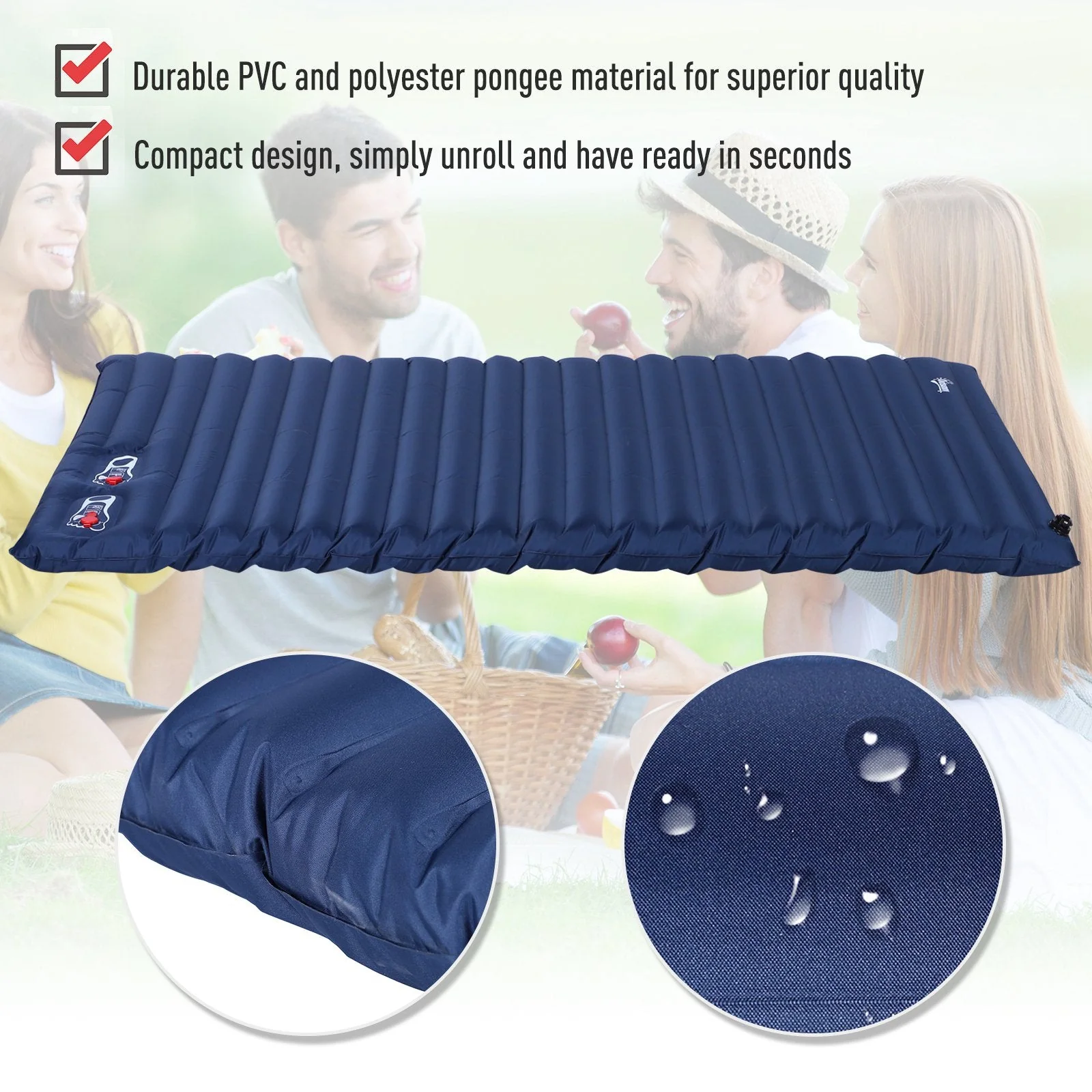 2 Person Camping Inflating Sleeping Mat Inflatable Mattress Ultralight Folding Bed Portable Air Bed for Outdoor Backpacking Hiking Travel - Blue - Image 4