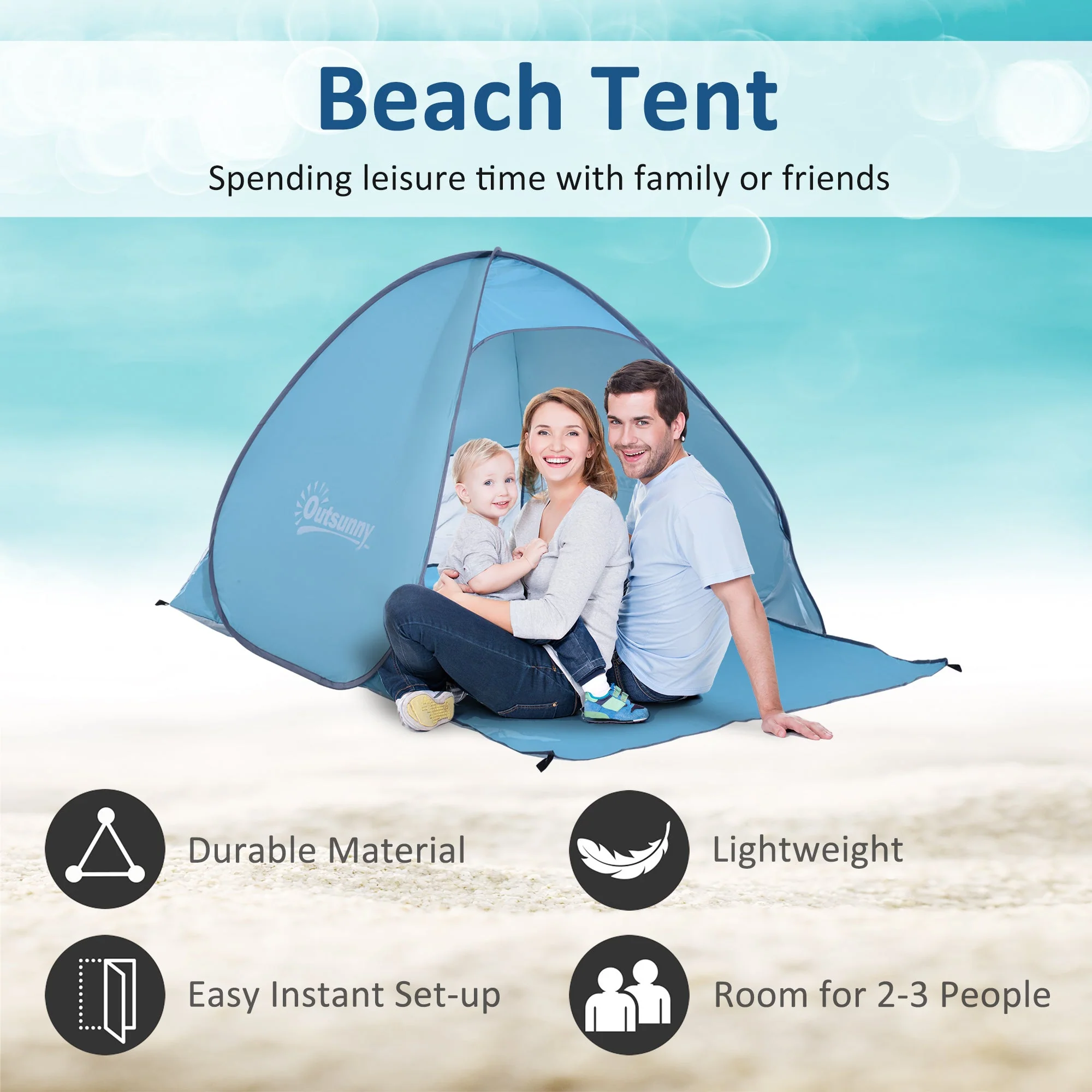 2 Person Pop Up UV Shelter Shade-Blue - Image 4
