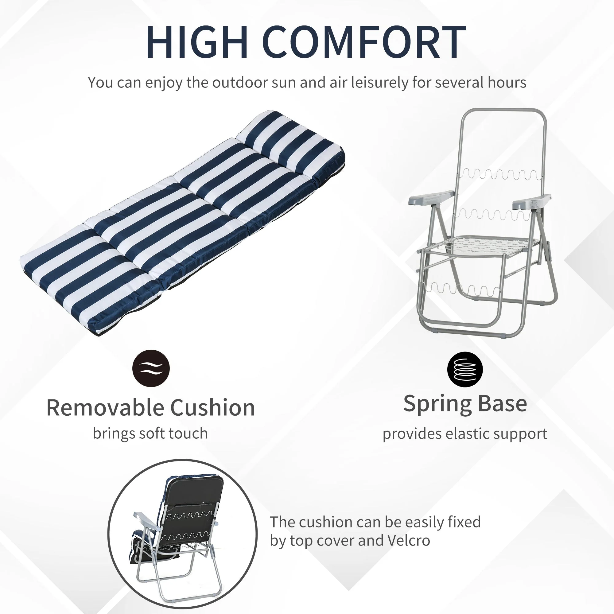 2-Piece Folding Sun Loungers Set-Blue/White - Image 3