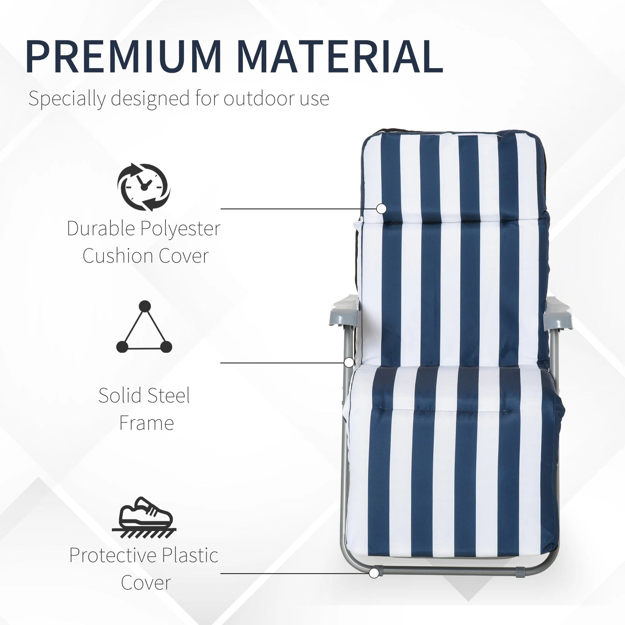 2-Piece Folding Sun Loungers Set-Blue/White - Image 6