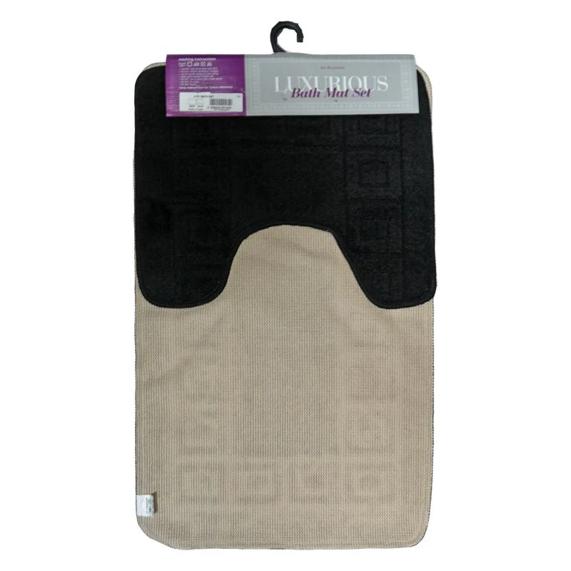 2 Piece Luxurious Bath Mat Set Black - Image 2