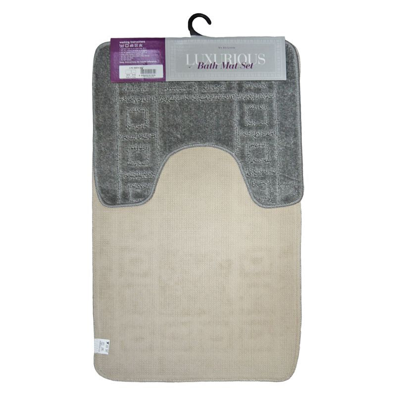 2 Piece Luxurious Bath Mat Set Dark Grey - Image 2