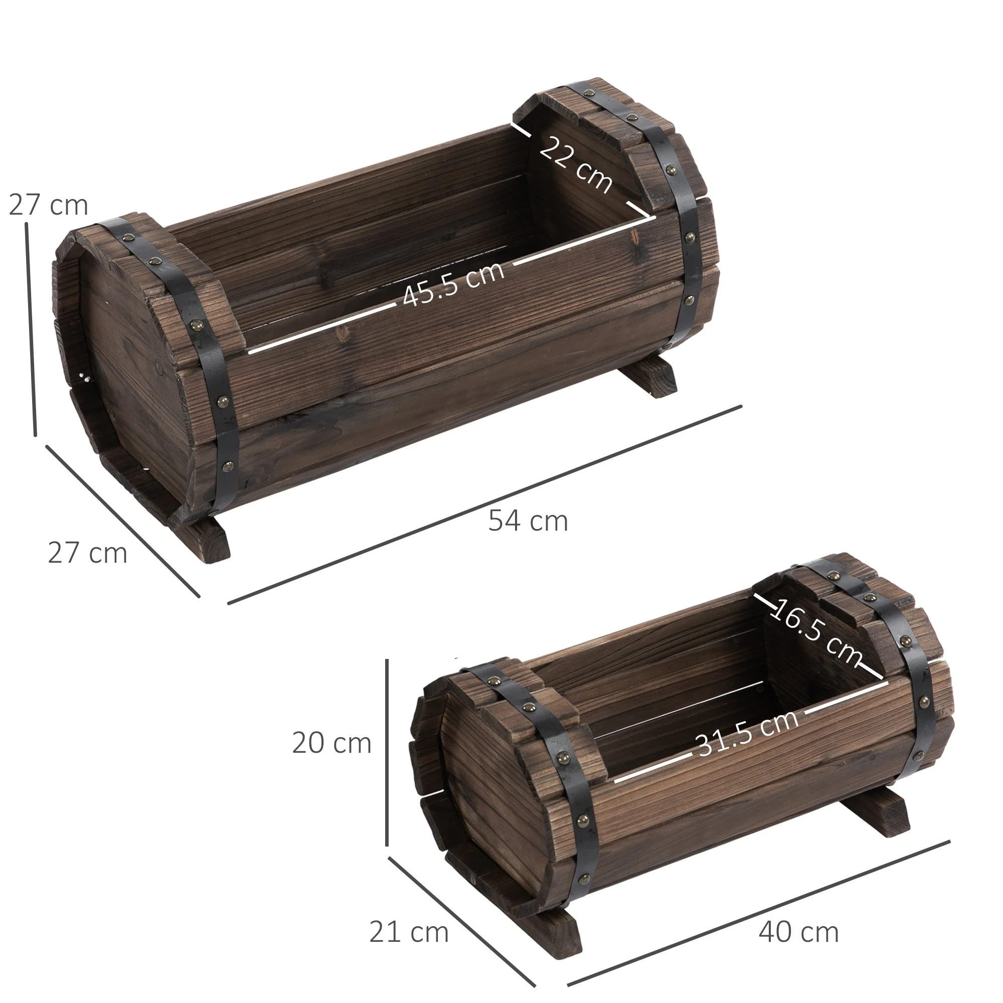 2-Piece Wooden Flower Plant Pot Outdoor&Indoor Plant Box with Solid Wood - Image 3