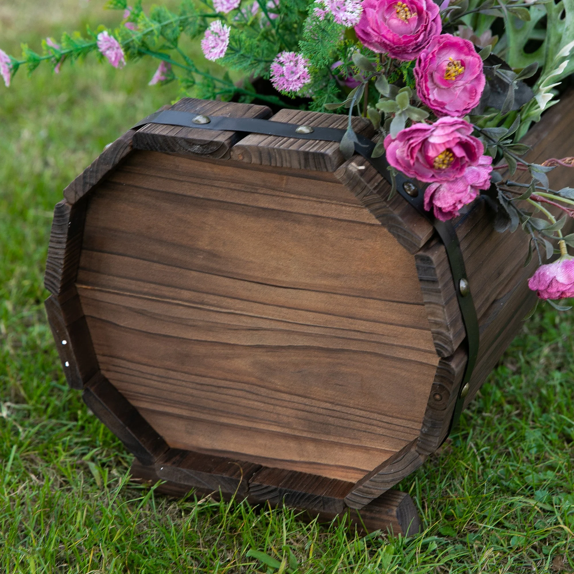 2-Piece Wooden Flower Plant Pot Outdoor&Indoor Plant Box with Solid Wood - Image 7