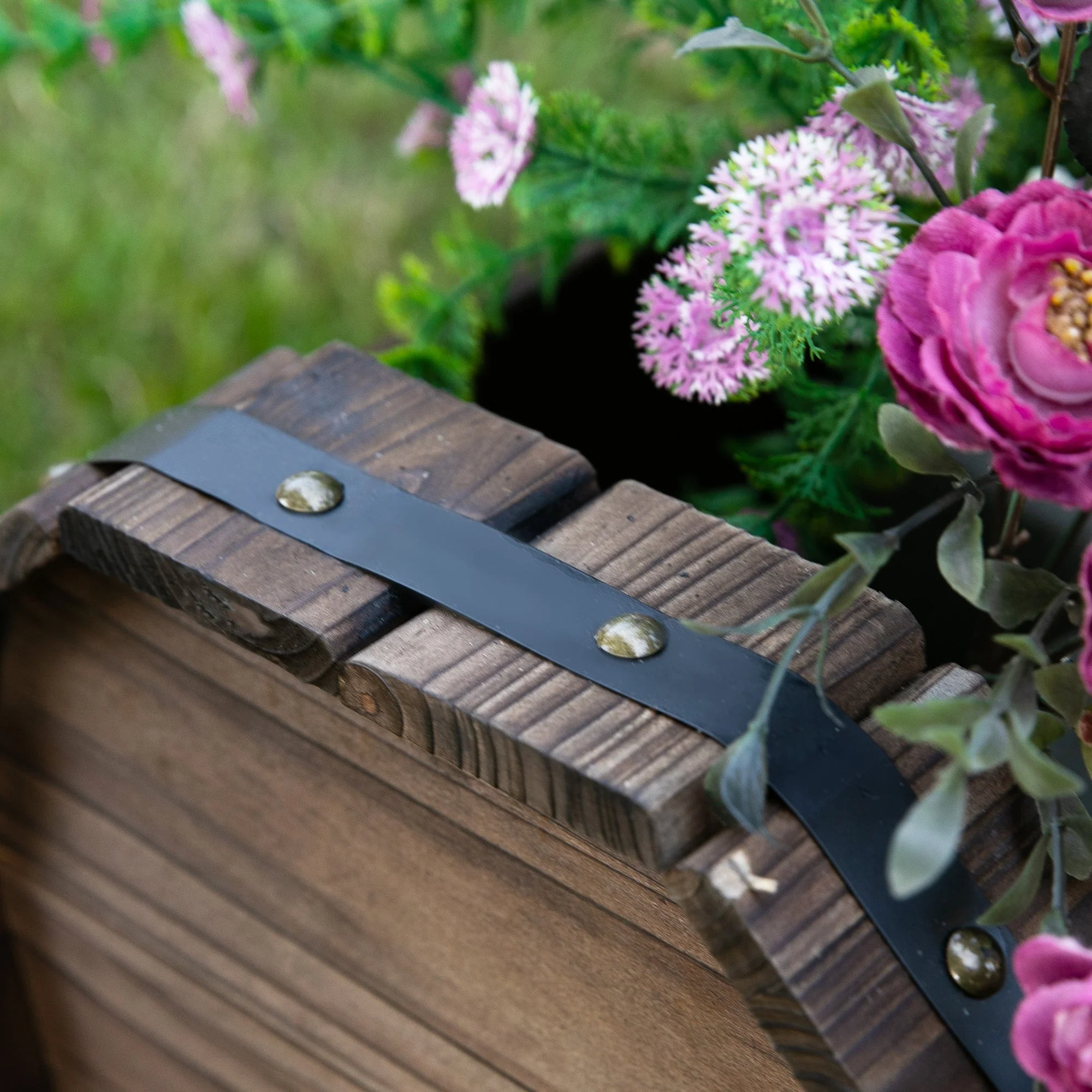 2-Piece Wooden Flower Plant Pot Outdoor&Indoor Plant Box with Solid Wood - Image 8