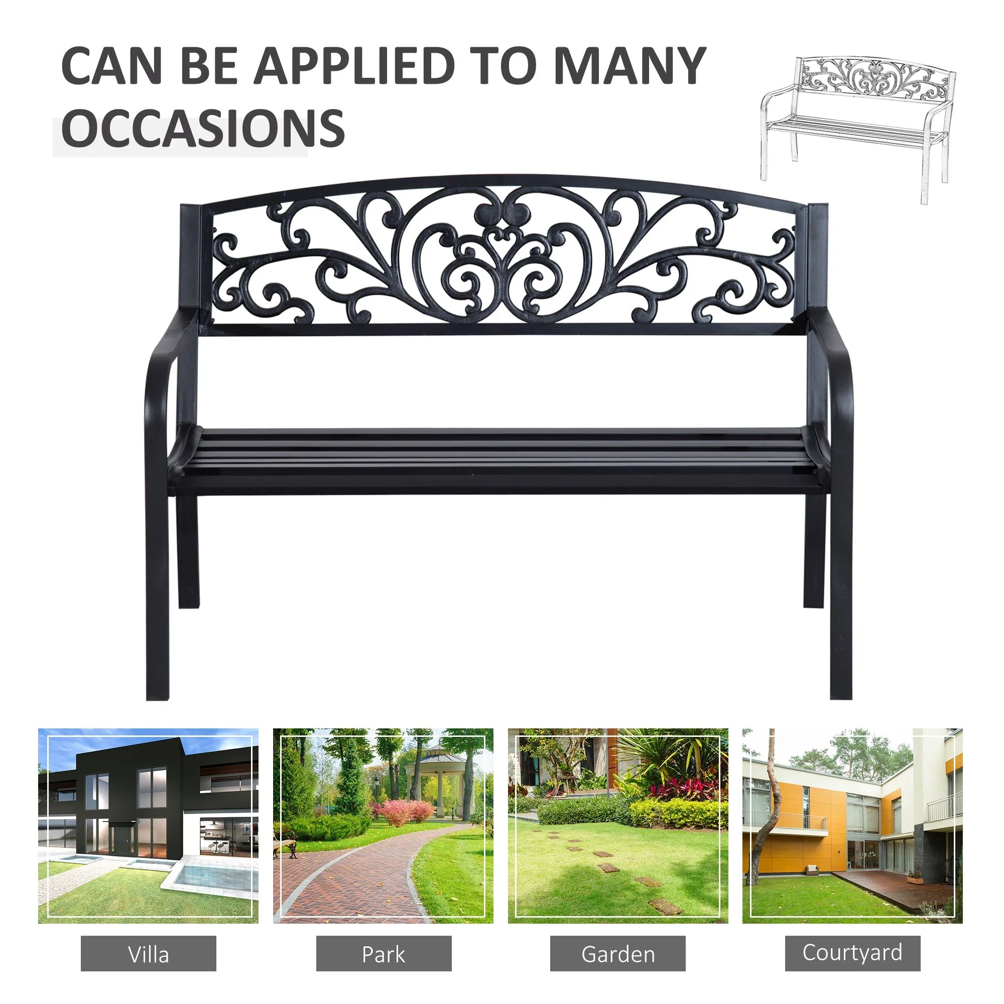 2 Seater Garden Bench - Image 6