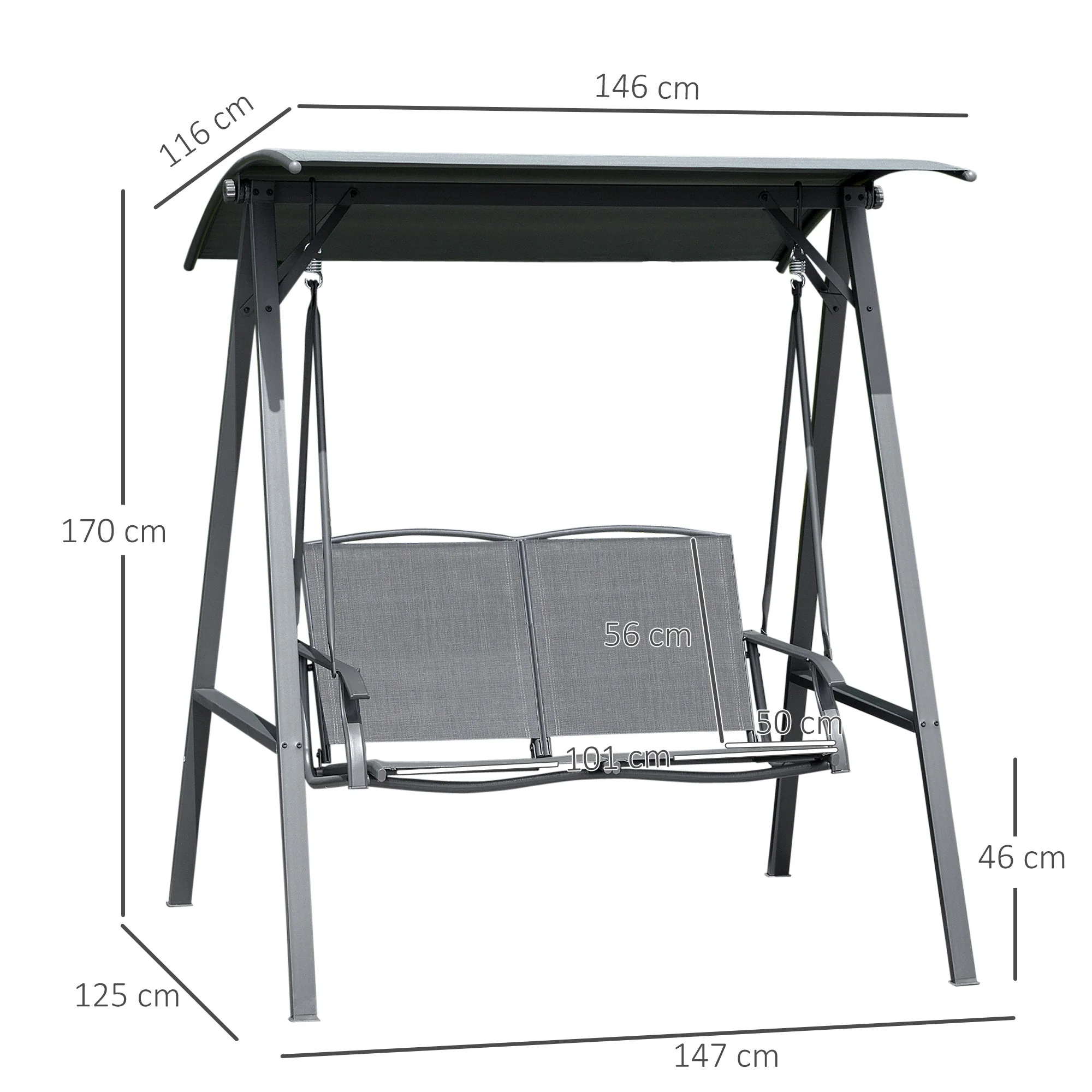 2 Seater Garden Swing Chair - Image 2