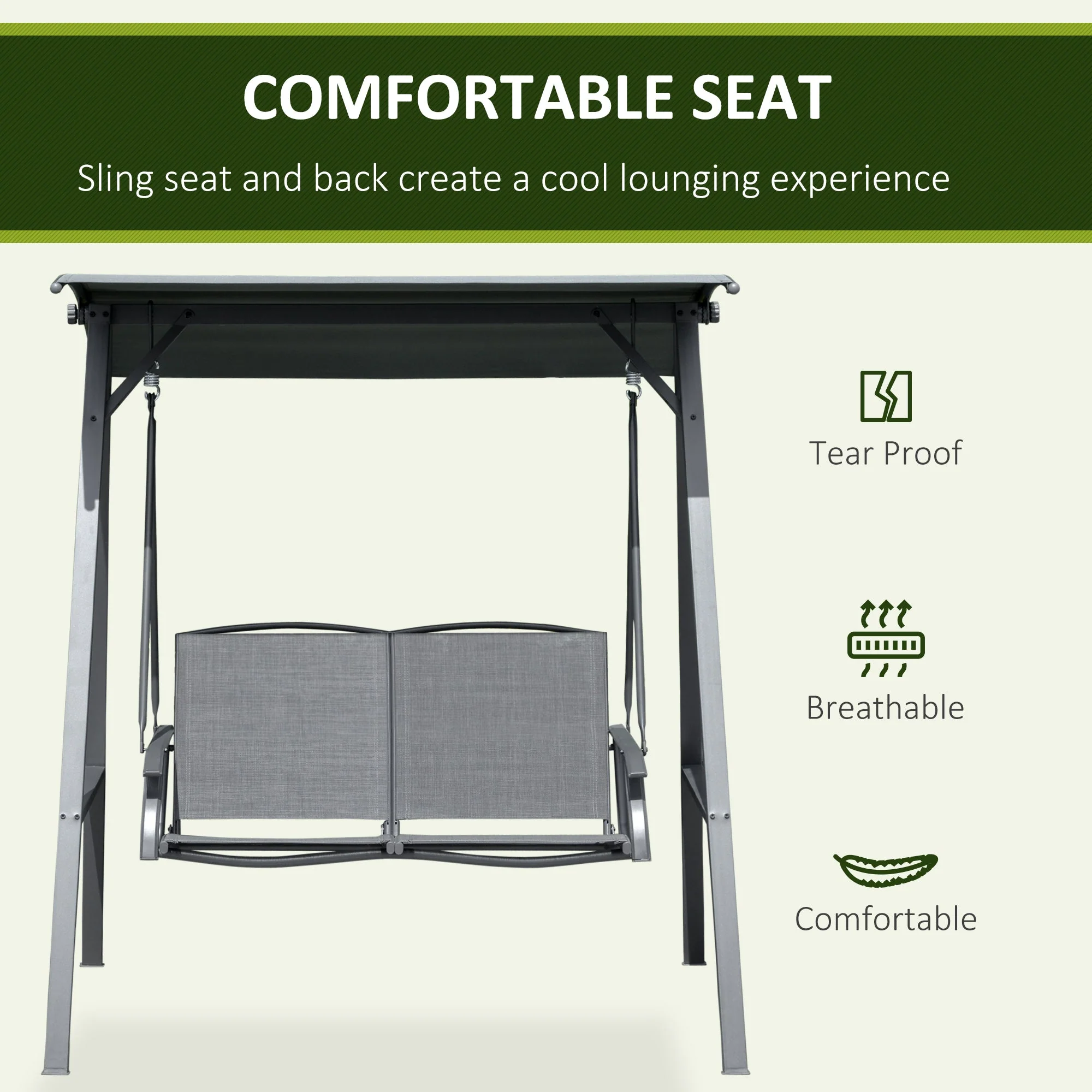 2 Seater Garden Swing Chair - Image 4