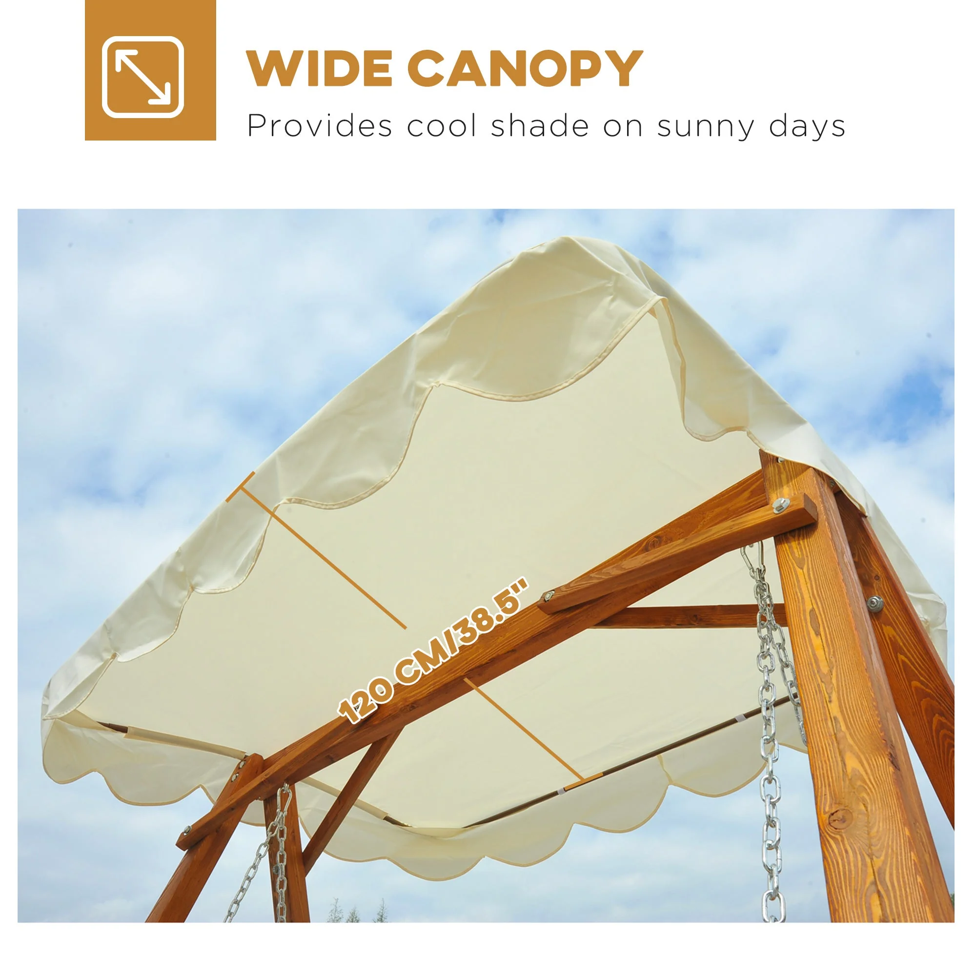 2 Seater Garden Swing Seat Wooden Swing Chair Outdoor Hammock Bench Furniture - Image 4