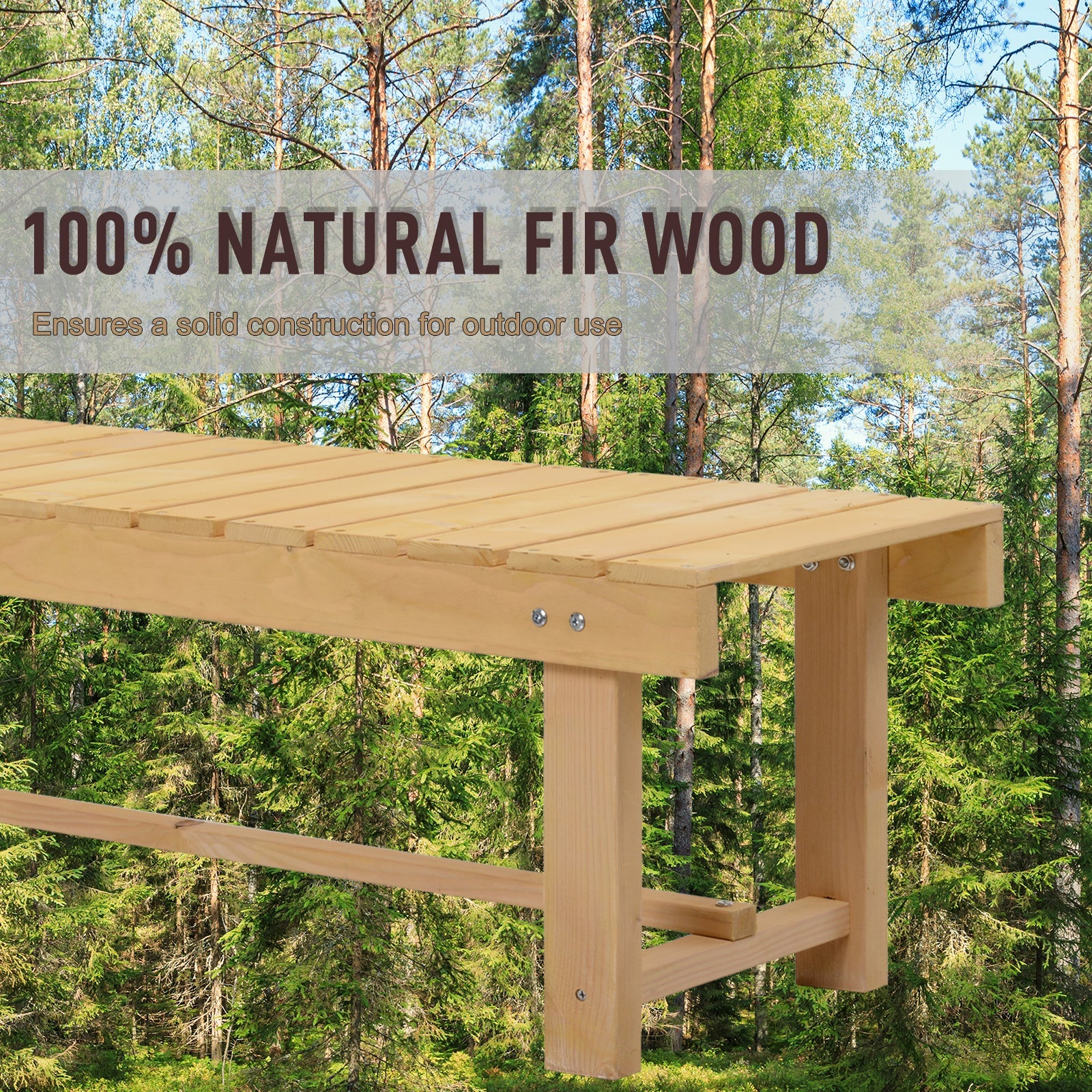 2 Seater Outdoor Indoor Garden Wooden Bench Patio Loveseat Fir 110L x 38W x 35H cm Natural - Image 4